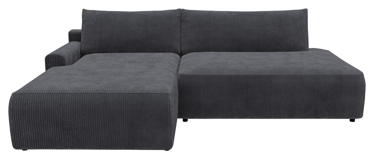 Eckschlafsofa Prag, Anthrazit S: 167x253 Cm - Anthrazit/Schwarz, MODERN, Textil (167/253cm) - Trendmanufaktur
