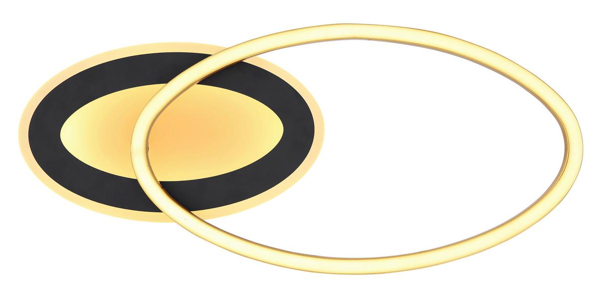 LED-Deckenleuchte L: 53 cm, 1-Flammig - Goldfarben/Opal, Design, Kunststoff/Metall (53/23,5/7cm) - Globo