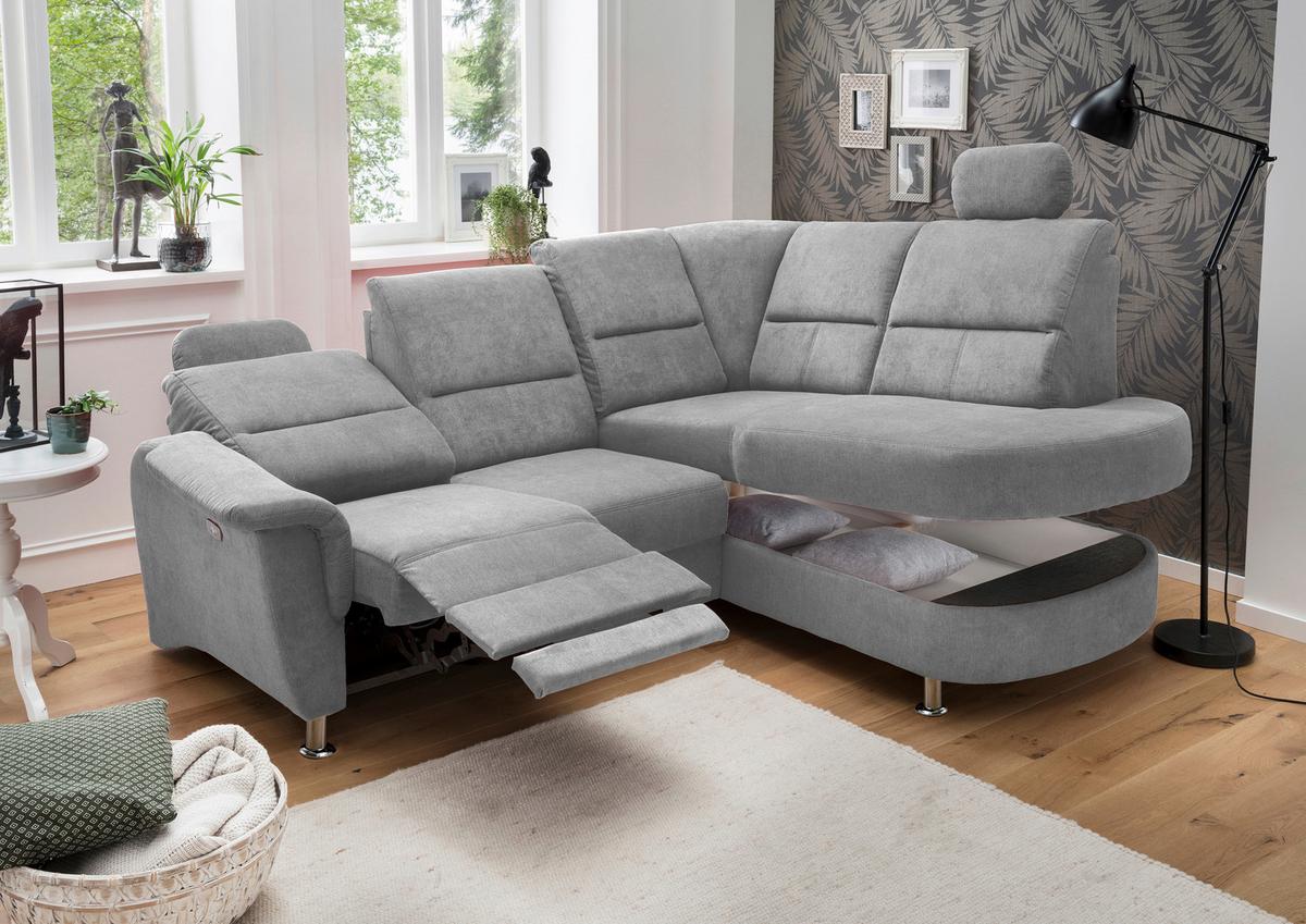 Ecksofa Parole Grau S: 231/184 cm - Chromfarben/Grau, KONVENTIONELL, Textil (231/184cm) - Livetastic