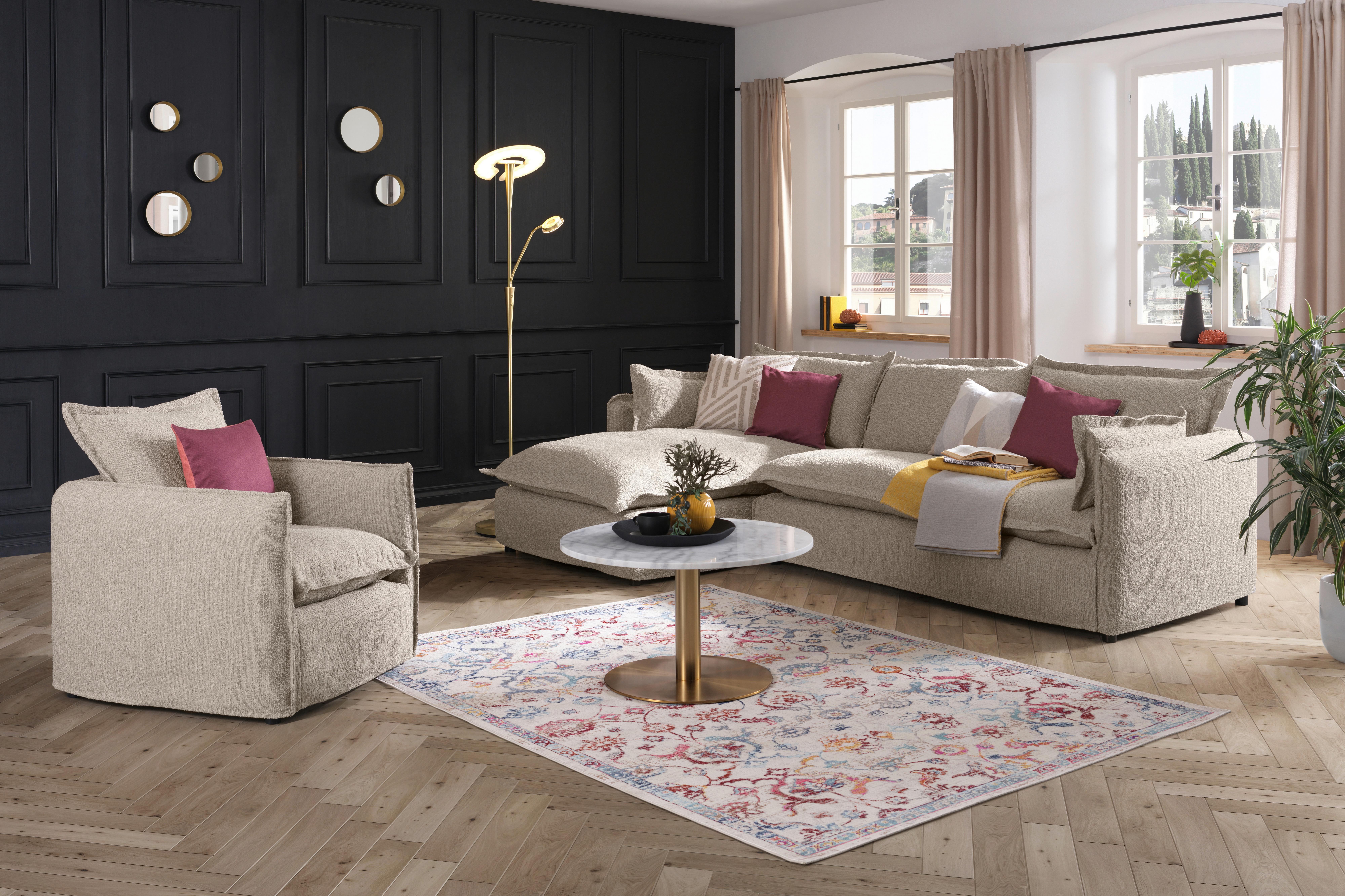 Ecksofa Toscana - Beige/Schwarz, Trend, Textil (165/295cm) - Livetastic