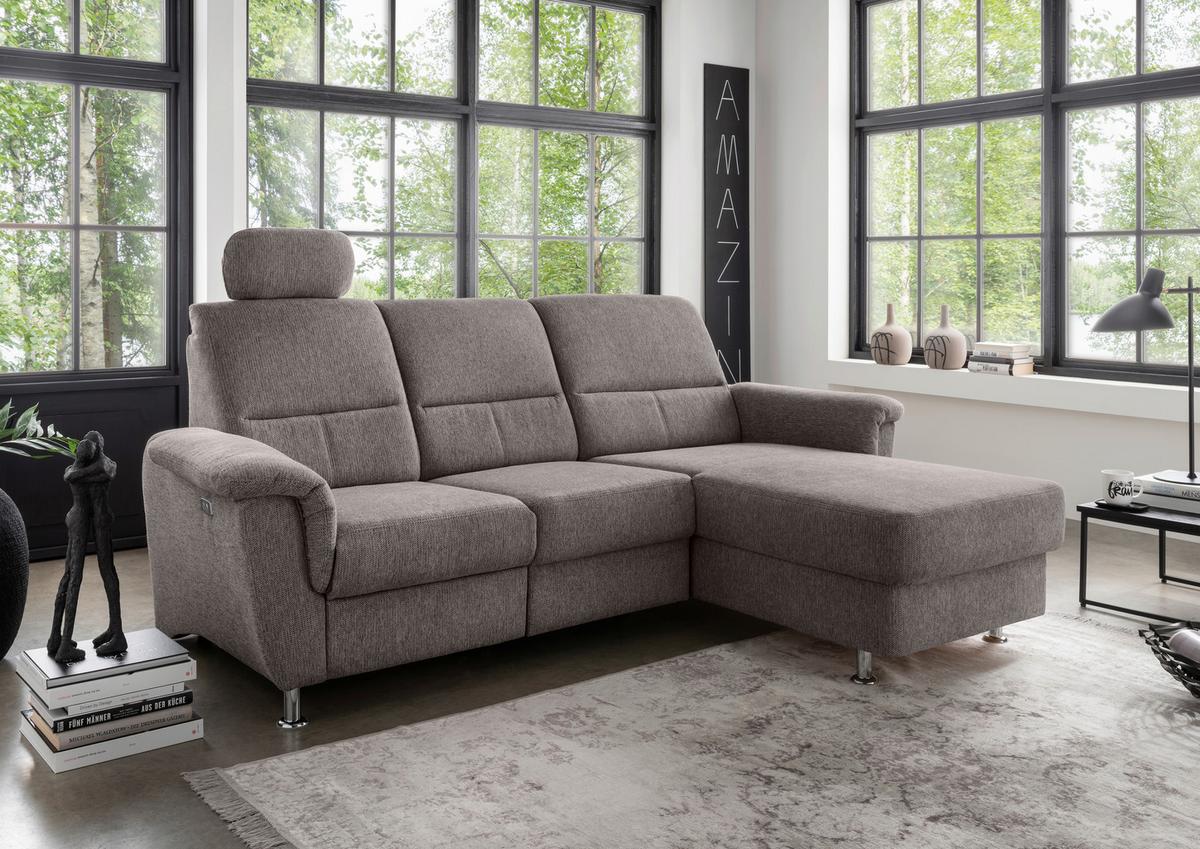 Ecksofa Mit Stauraum Parole Graubraun Chenille - Chromfarben/Graubraun, MODERN, Textil (231/165cm) - Livetastic