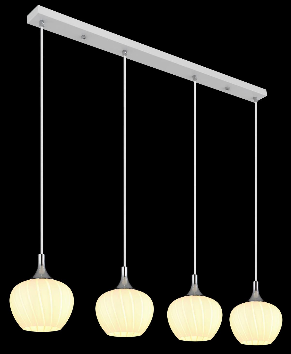 Hängeleuchte 15548-4hw - Chromfarben/Weiß, KONVENTIONELL, Glas/Metall (100/18/120cm) - Globo