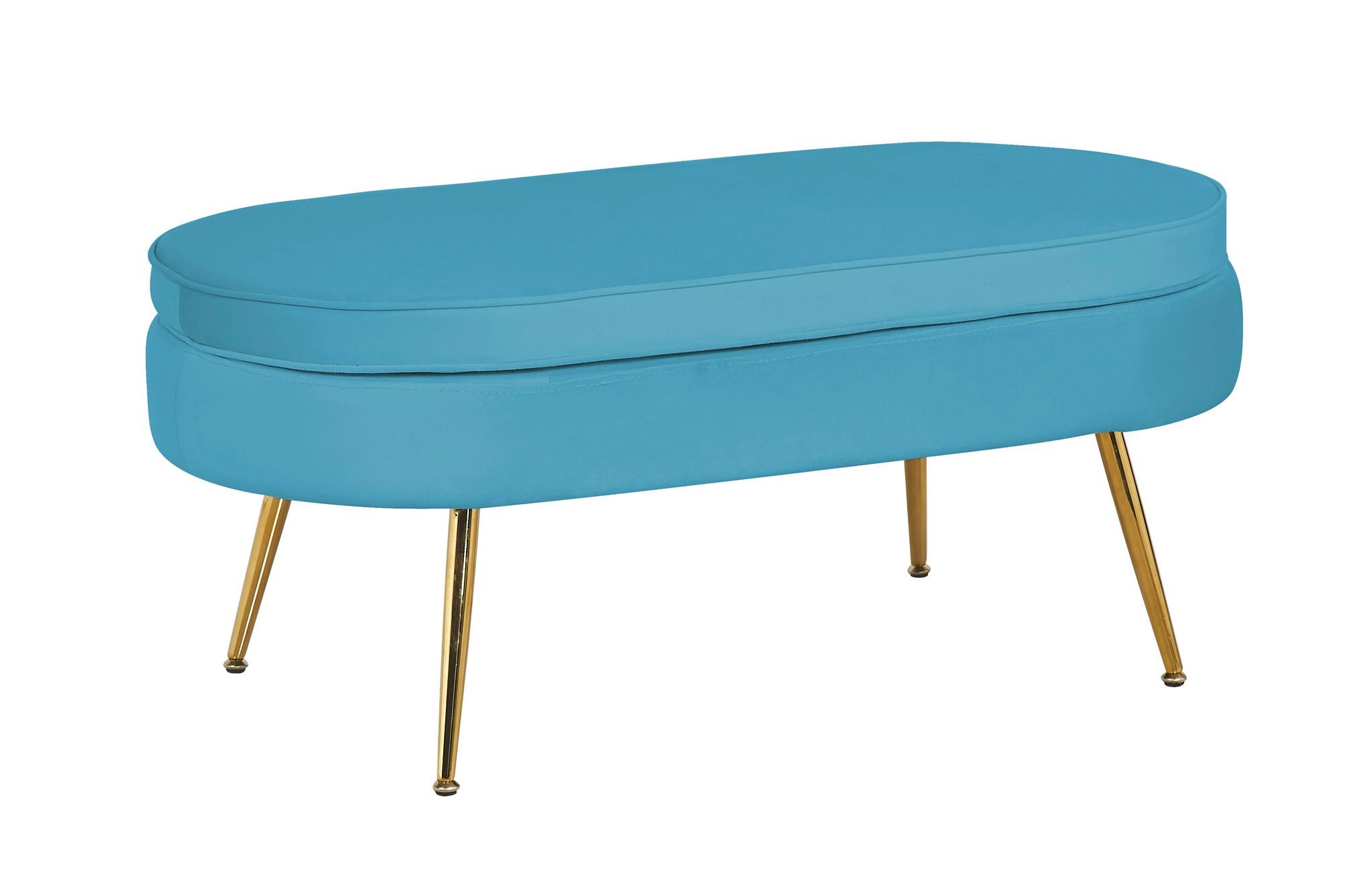 Hocker Blau B: 99 Cm - Blau/Goldfarben, MODERN, Textil (99/40/44cm) - Livetastic
