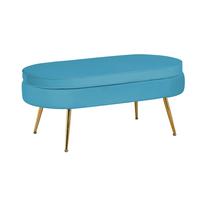 Hocker Blau B: 99 Cm - Blau/Goldfarben, MODERN, Textil (99/40/44cm) - Livetastic