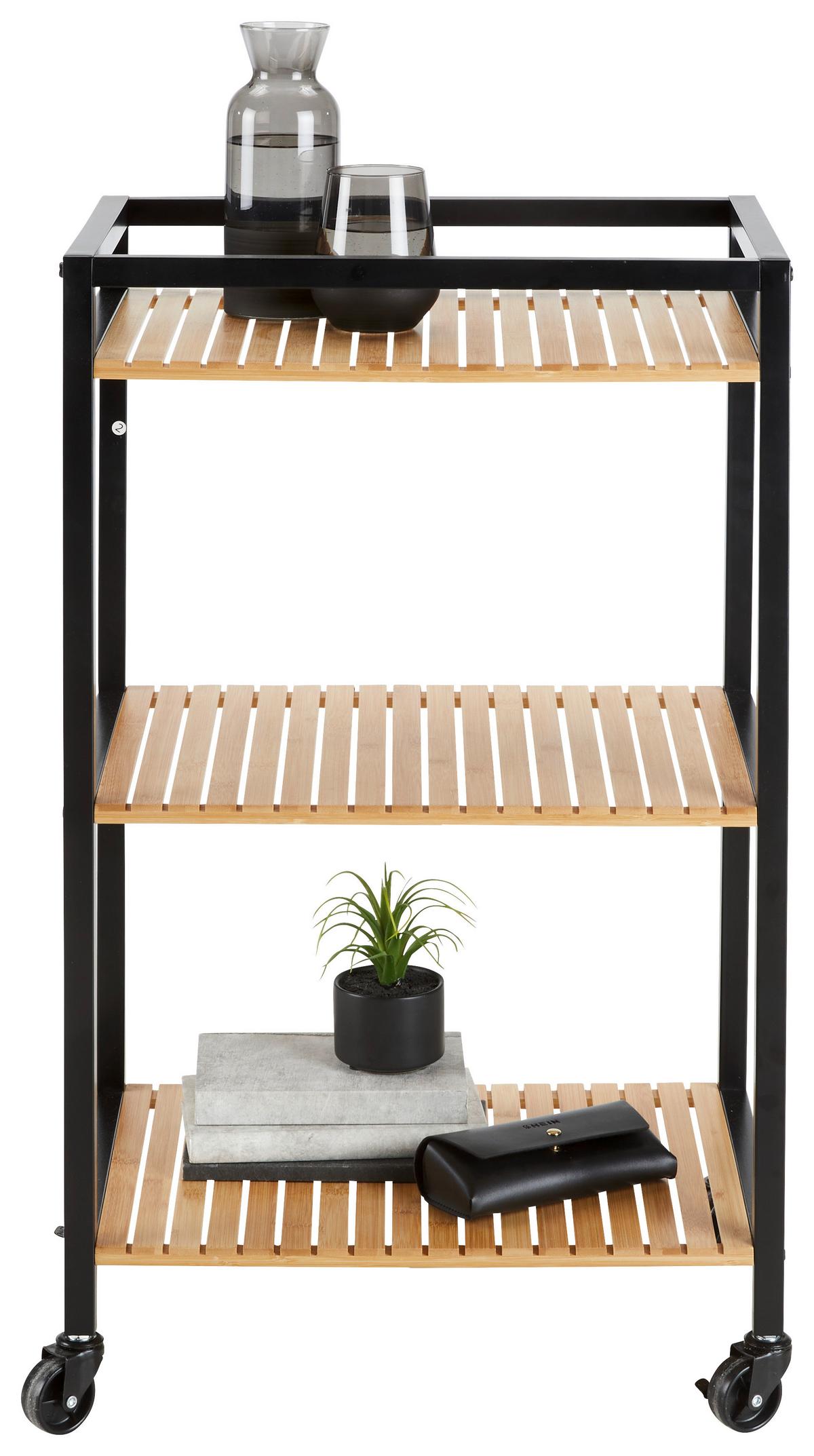Univerzální vozík černá/přírodní - černá/přírodní barvy, Moderní, kov/plast (47/78/33cm) - Mömax