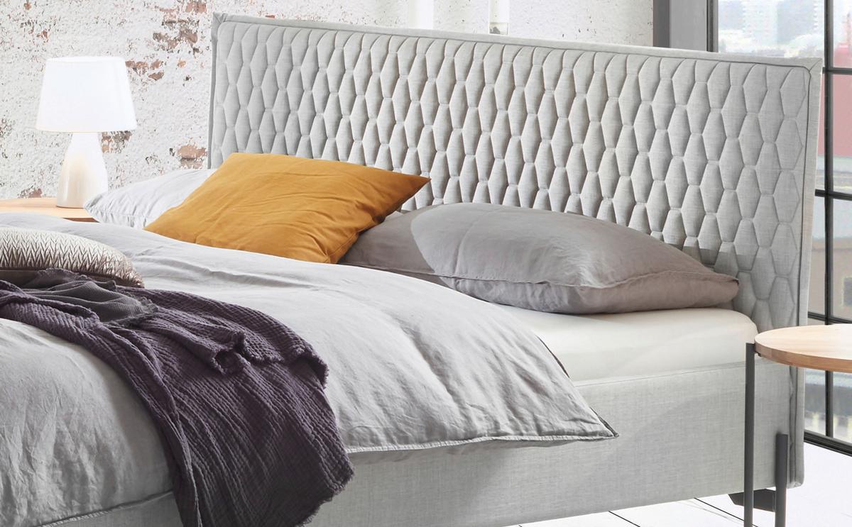 Polsterbett Gloria Gepolstertem Kopfteil 160x200 - Anthrazit/Grau, MODERN, Textil (160/200cm) - Hasena