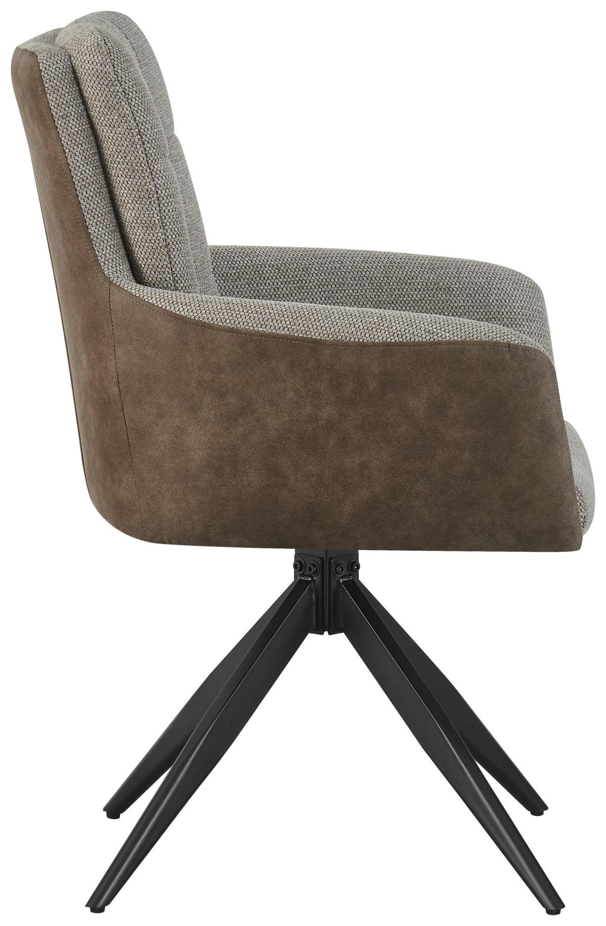 Armlehnstuhl Naim, Braun B: 60 cm, 180° drehbar - Schwarz/Braun, KONVENTIONELL, Holz/Textil (60/93/66cm) - MID.YOU