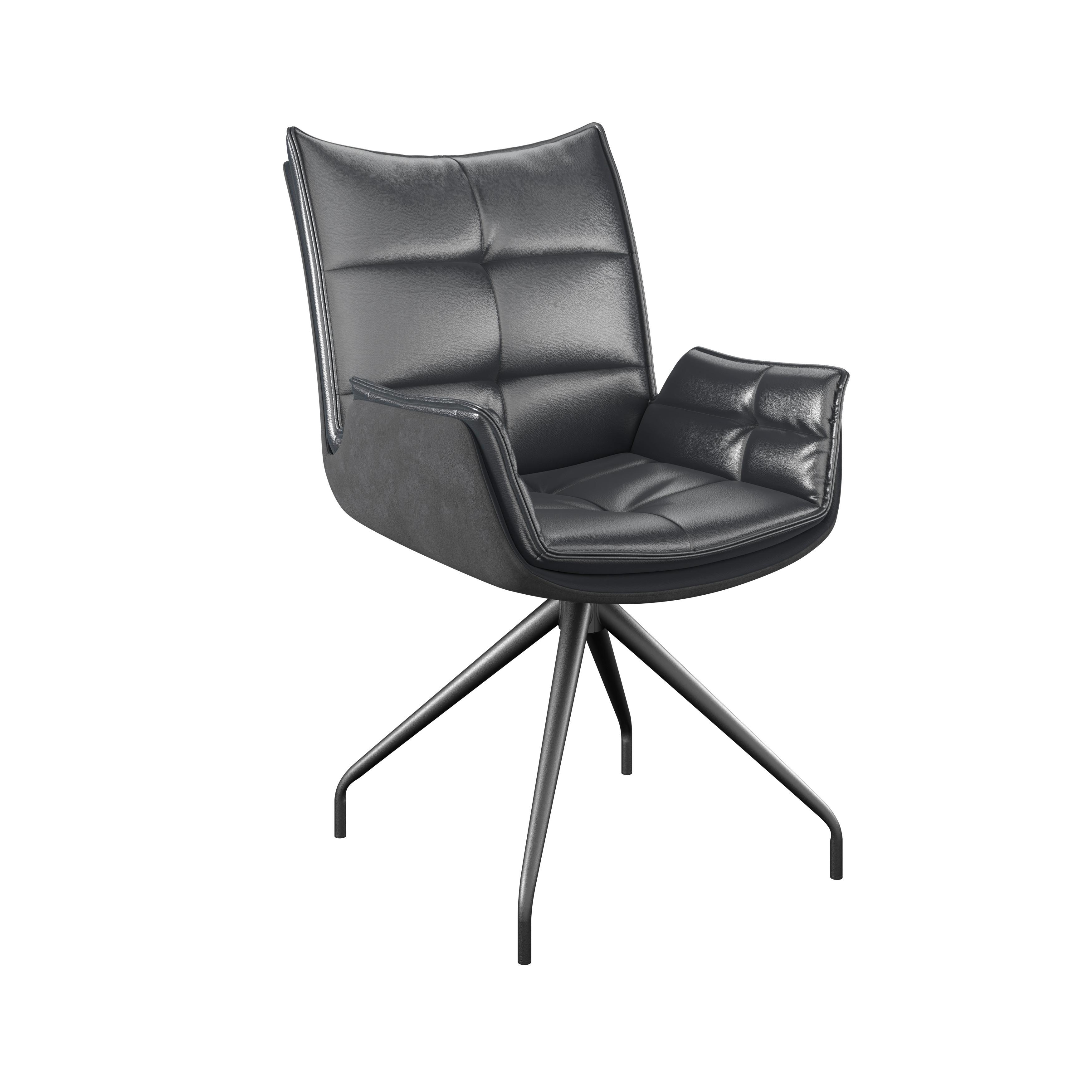 Armlehnstuhl Malin Giga Webstoff schwarz, B: 59cm - Schwarz, MODERN, Textil/Metall (61/92/66cm)