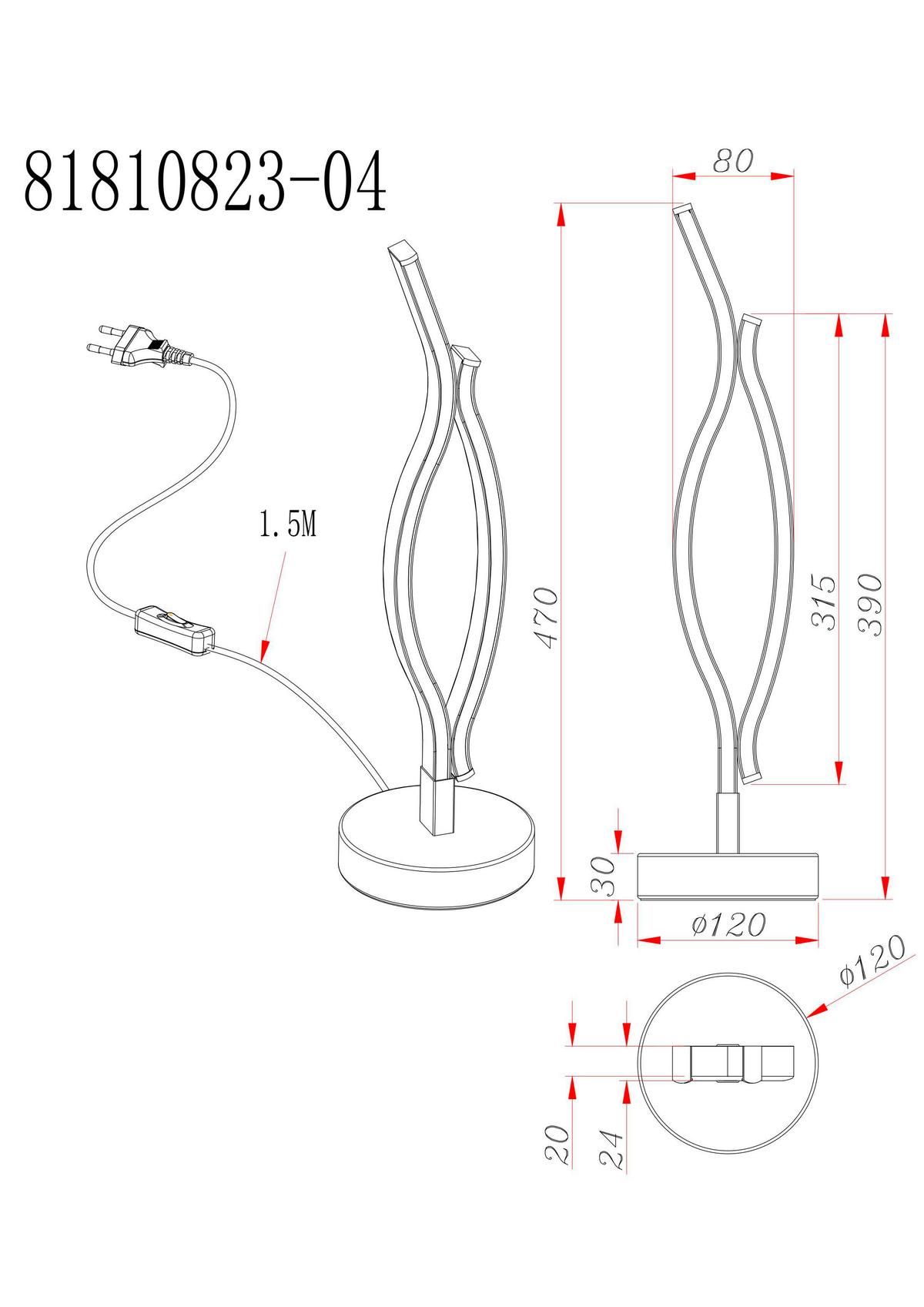 Stolní LED svítidlo RELO - černá/opál, Moderní, kov/plast (12/47cm) - Mömax