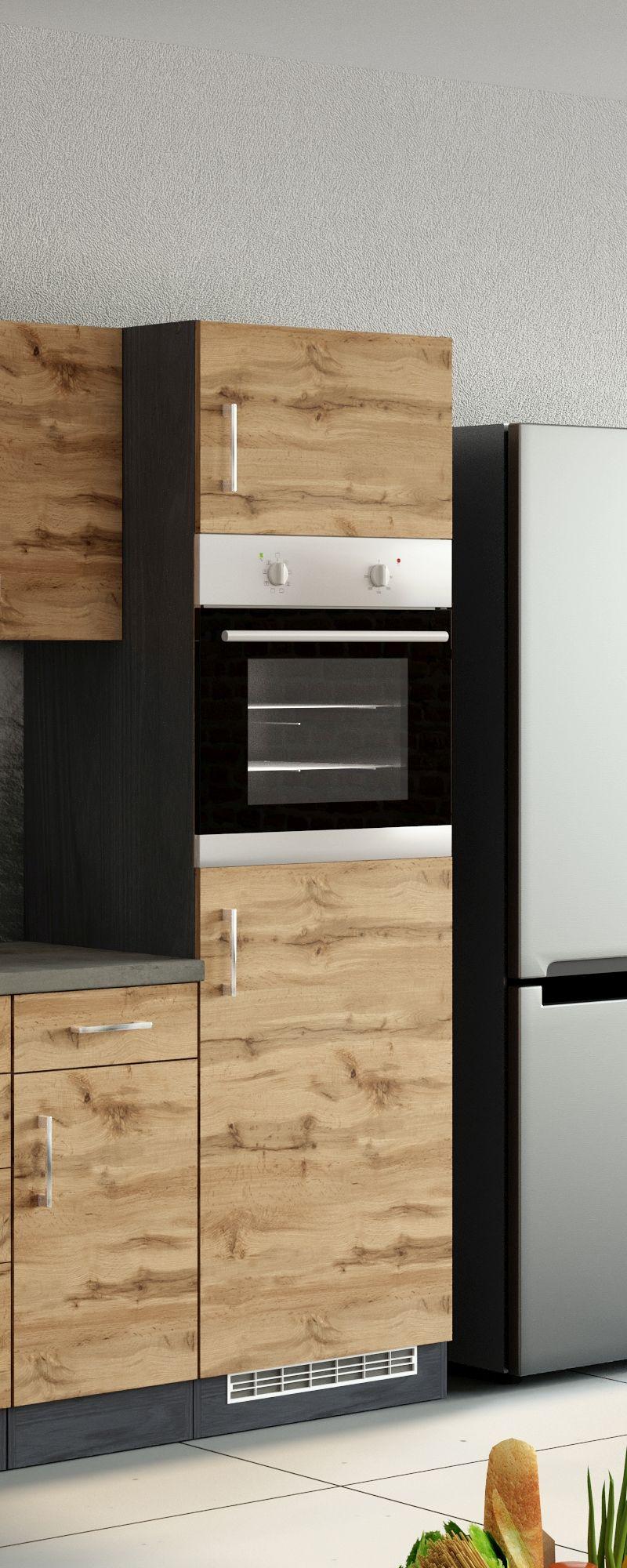 Backofen-/Kühlschrank- Umbauschrank B: 60 cm - Eichefarben, MODERN, Holzwerkstoff (60/200/60cm) - Held