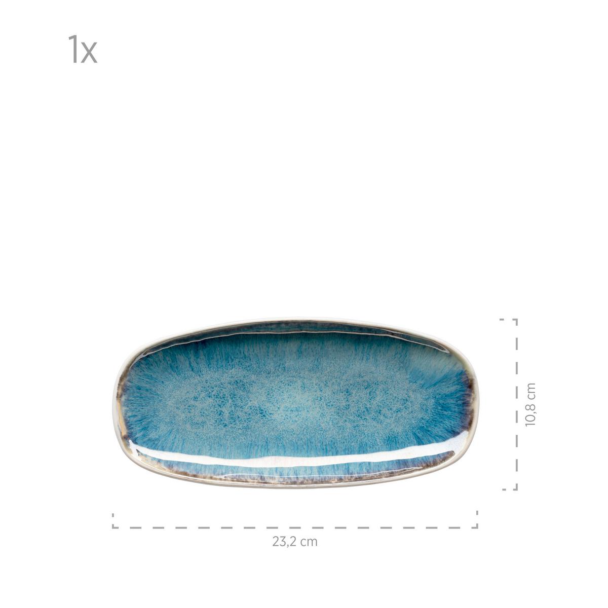 Servierplatte Aus Steinzeug Frozen 3--Teilig. Blau - Blau, Basics, Keramik (39/24,5/10cm) - Mäser