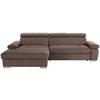 Ecksofa Mit Bettkasten Perry Braun 292x183 Cm - Silberfarben/Braun, Design, Textil (183/292cm) - Livetastic