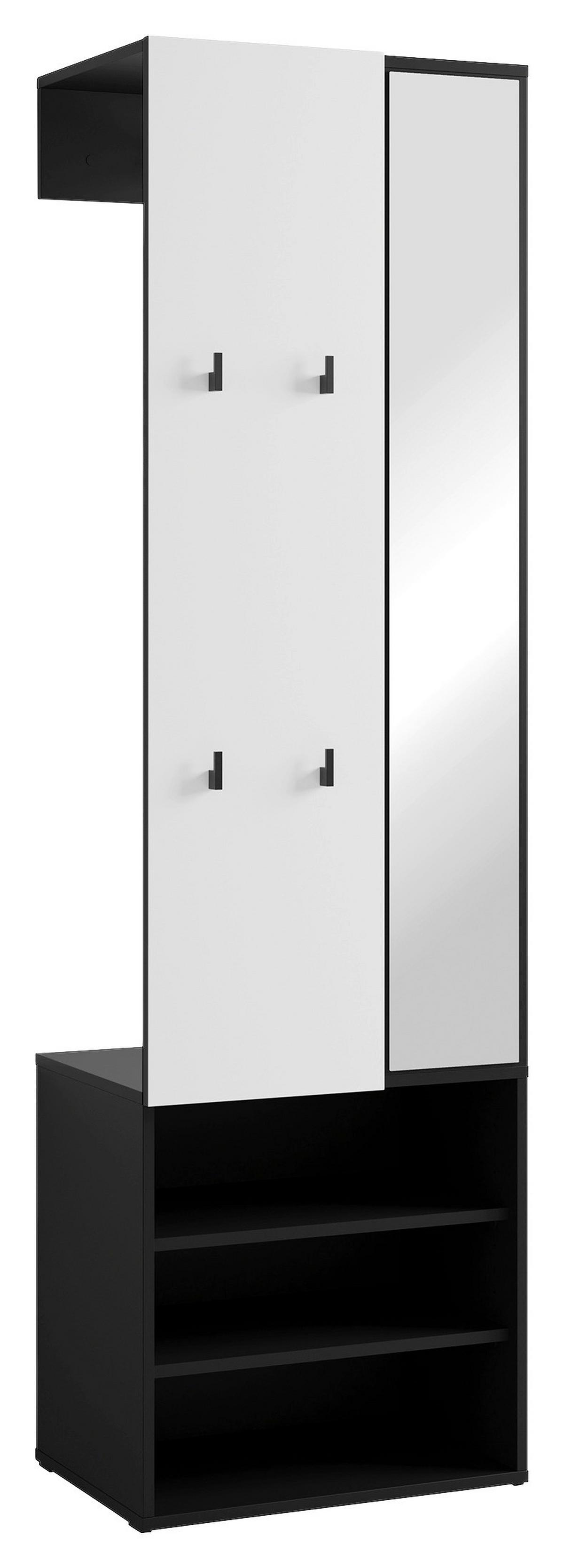 Garderobe Andorra Schwarz/Weiß B: 55 cm - Schwarz/Weiß, Design, Holzwerkstoff (55/187,5/40,5cm) - MID.YOU