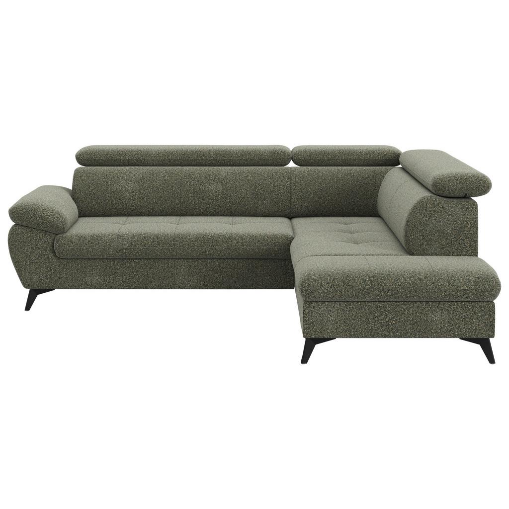 Ecksofa mit Bettfunktion Hudson, Chenille Dunkelgrün