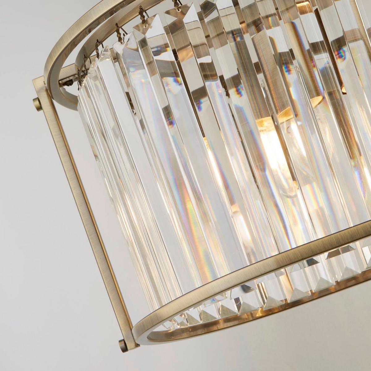 Kristall-hängeleuchte 8095-5ab - Messingfarben, Design, Glas/Metall (50/30/78cm)