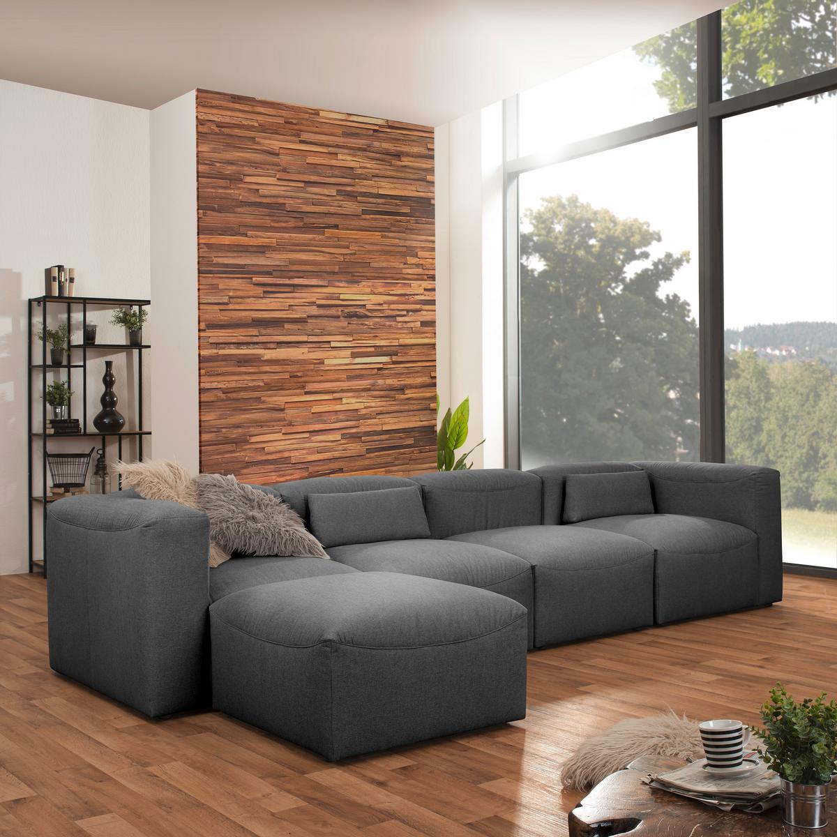 Ecksofa Lena Anthrazit Flachgewebe - Anthrazit, Design, Textil (175/73/100cm) - Max Winzer