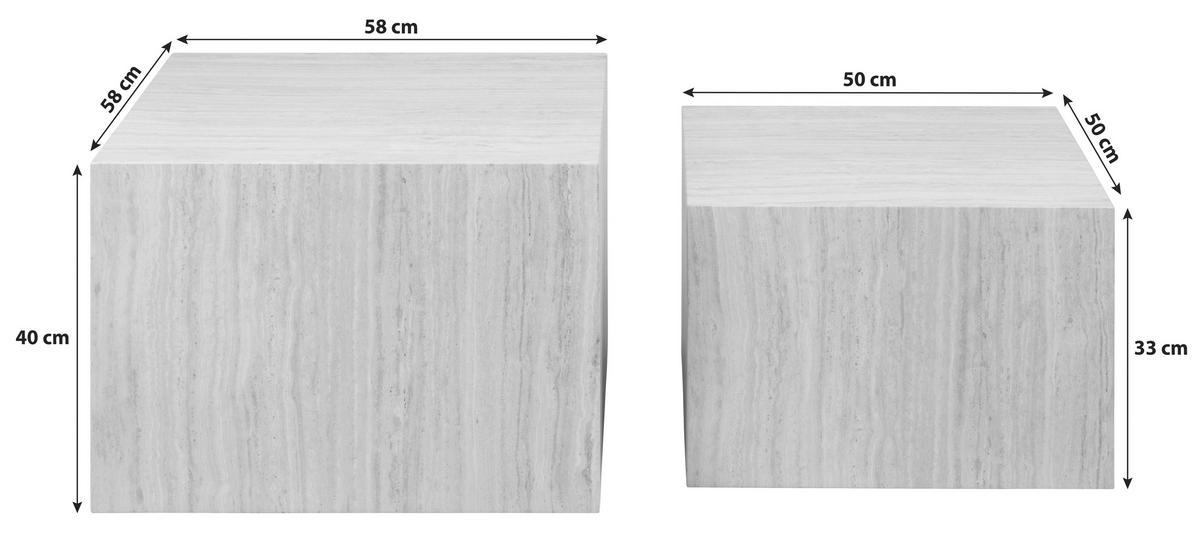 Couchtischset Dice - Beige, Design, Papier/Holzwerkstoff (58/50/40/33/58/50cm) - MID.YOU