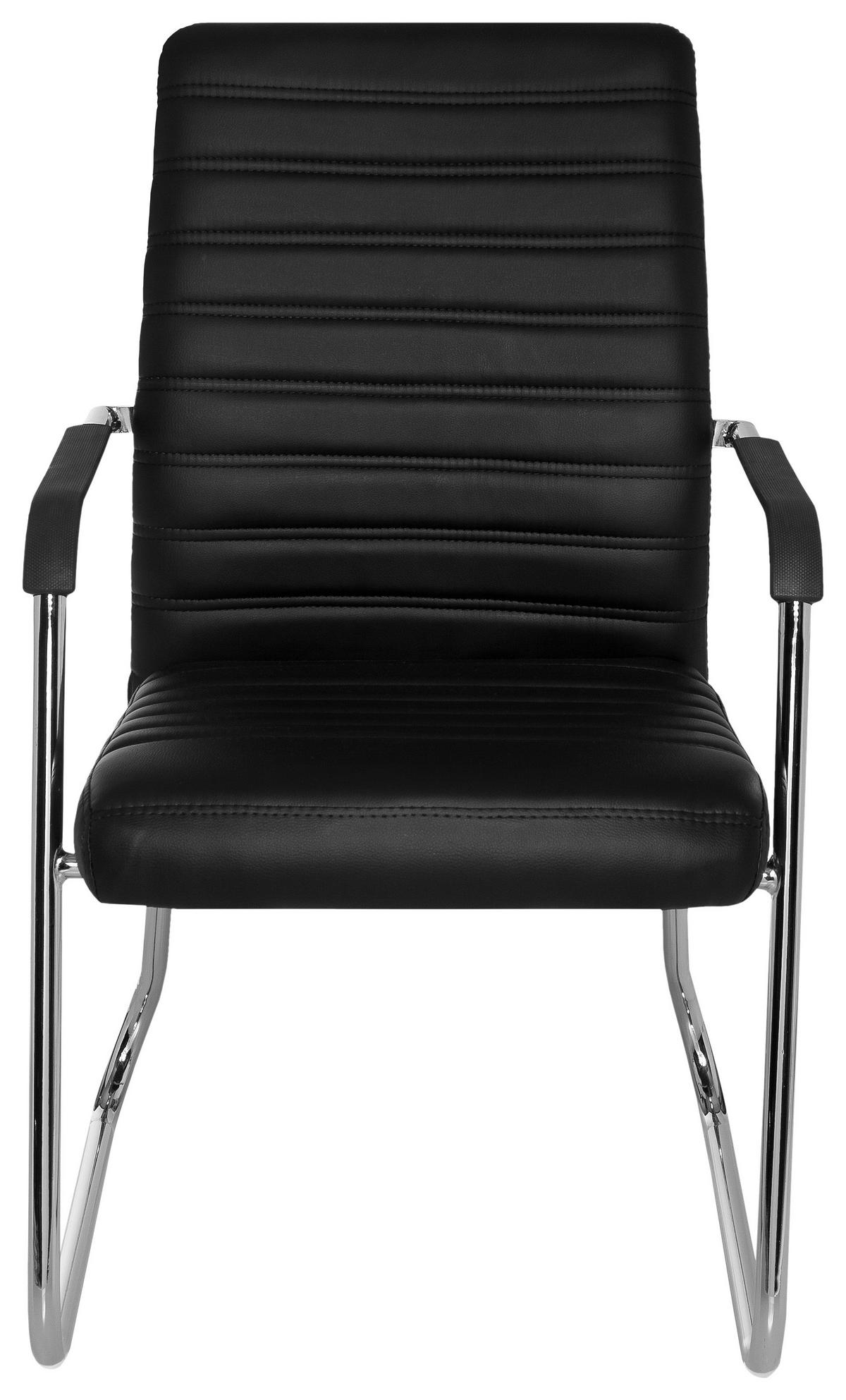 Besucherstuhl Steel V Schwarz - Chromfarben/Schwarz, MODERN, Kunststoff/Textil (55/96/46cm) - MID.YOU