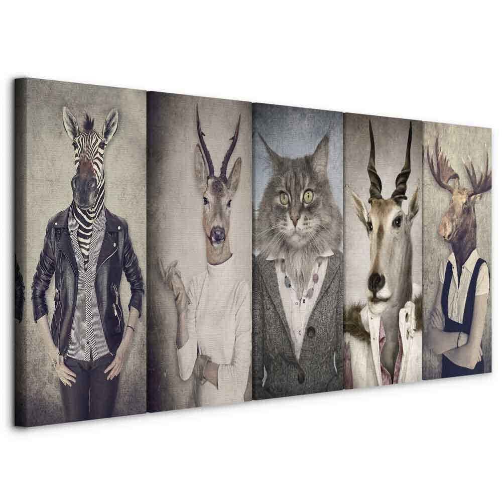 MALBA NA PLÁTNĚ ANIMAL MASKS I - vícebarevná, Basics, kompozitní dřevo/textil (200/80/1,2cm) - artgeist