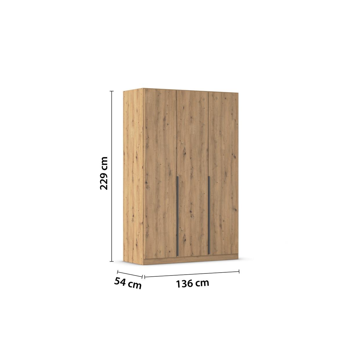 Drehtürenschrank Alabama Eiche Dekor B: 136 Cm - Eiche Artisan, MODERN, Holzwerkstoff (136/229/54cm) - Rauch Möbel