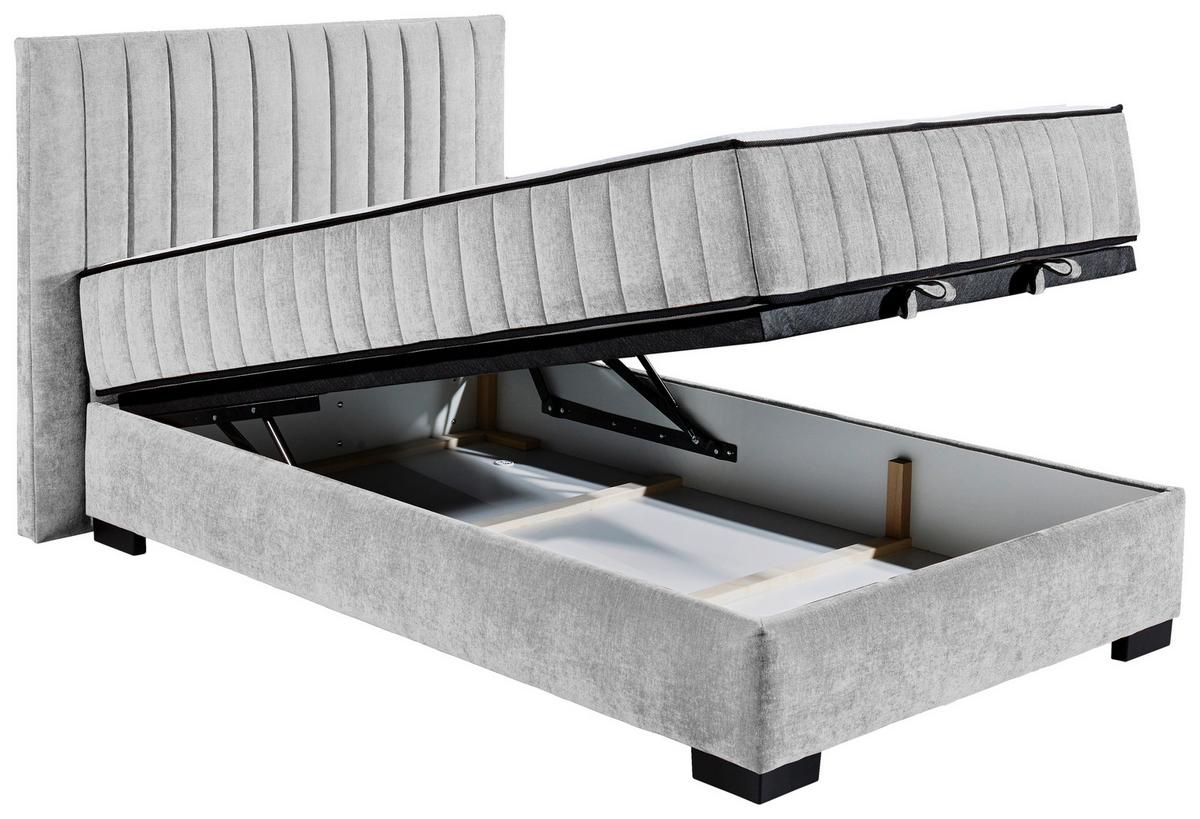 Boxbett Mit Bettkasten 120x200 Nagol - Hellgrau/Schwarz, MODERN, Holzwerkstoff/Textil (120/200cm) - MID.YOU