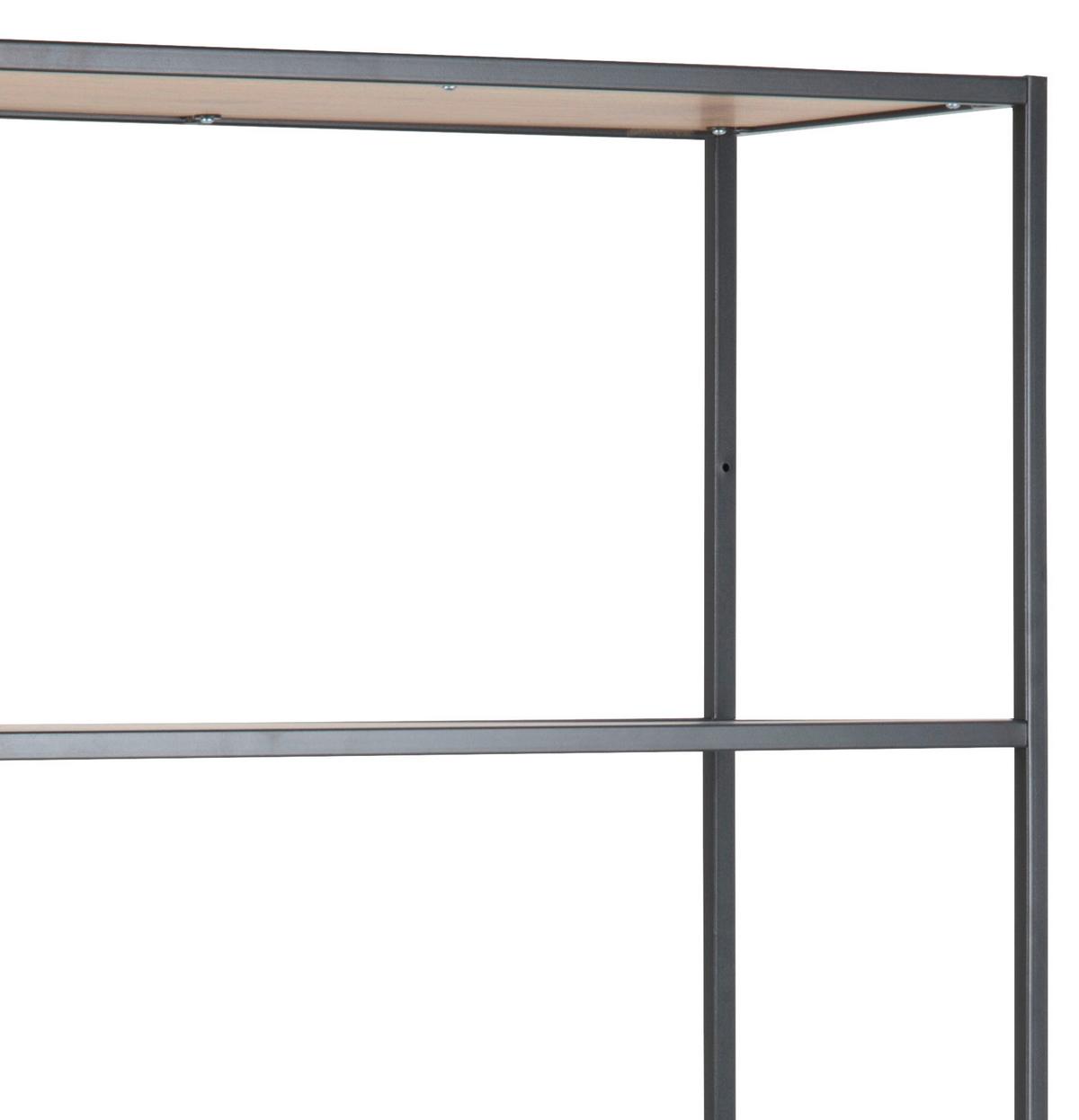 Regal Seaford B 77cm, Schwarz/eiche Dekor - Eichefarben/Schwarz, Trend, Holzwerkstoff/Metall (77/185/35cm) - MID.YOU