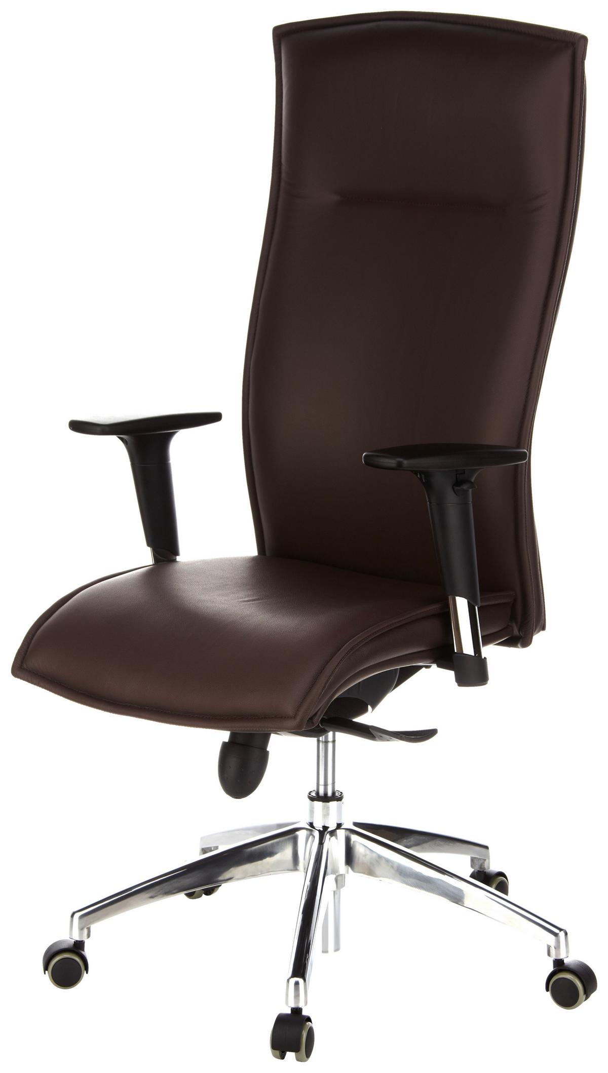 Drehstuhl Murano 20 Dunkelbraun - Dunkelbraun/Alufarben, MODERN, Leder/Kunststoff (59/133/52cm) - MID.YOU