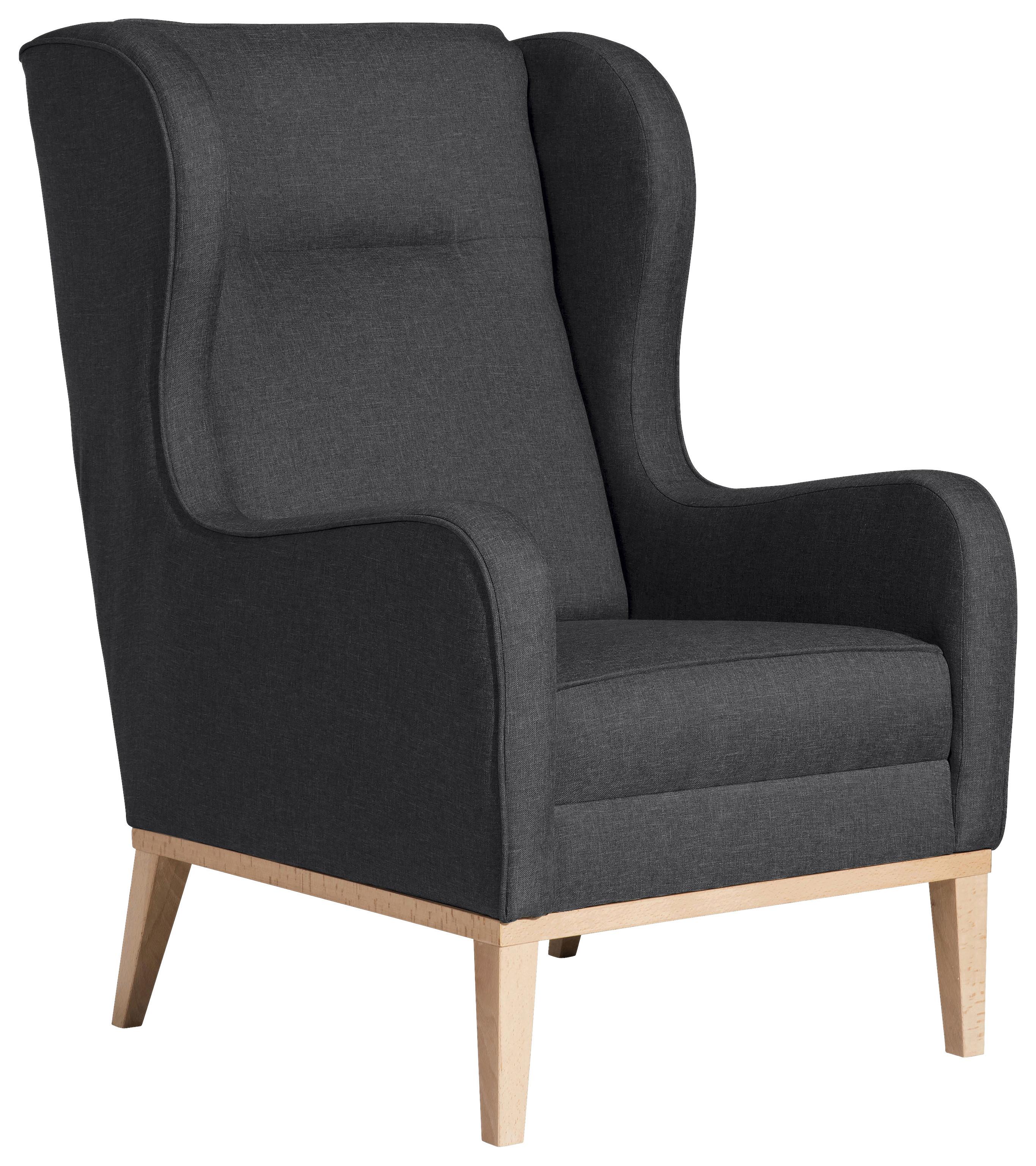 Ohrensessel Angelo - Graphitfarben/Naturfarben, KONVENTIONELL, Textil (66/104/78cm) - Max Winzer