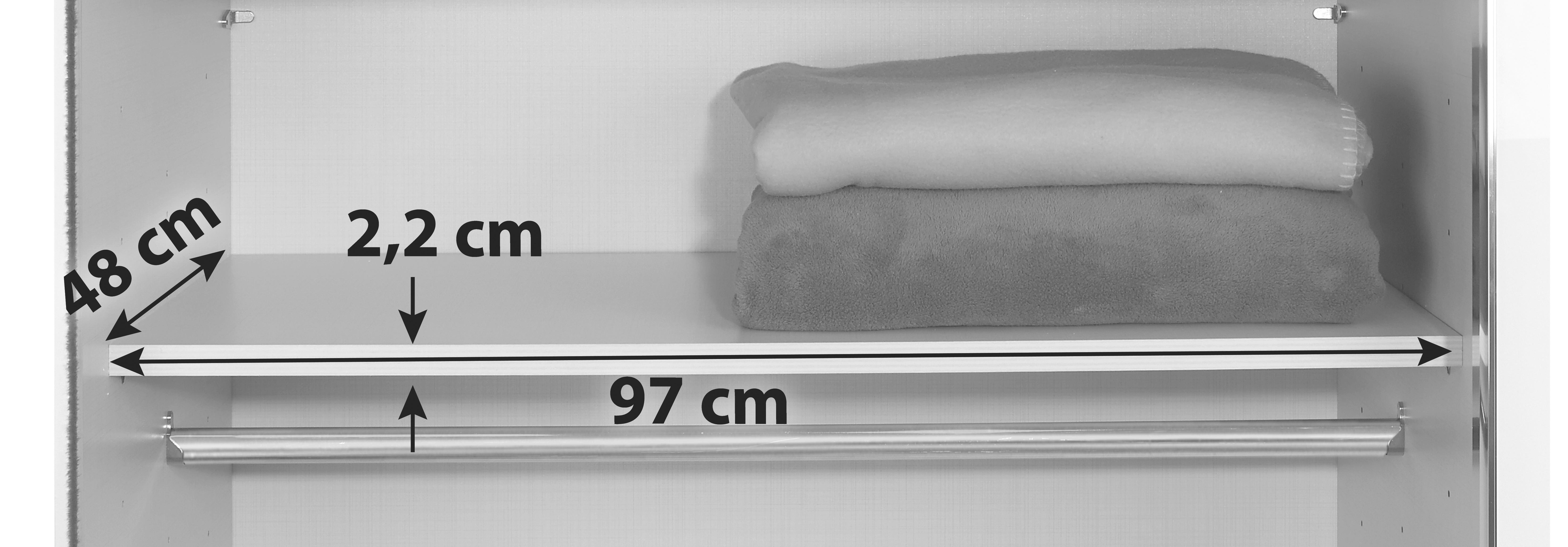 Einlegeböden 2er-Set Schrank Sonate Rom 97x48 cm - Grau, MODERN, Holzwerkstoff (97/2,2/48cm) - Luca Bessoni
