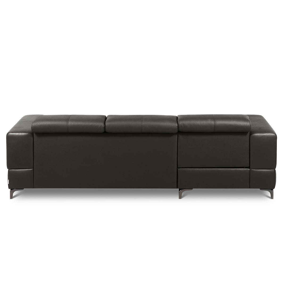 Ecksofa Torino Teilleder Dunkelbraun 173x247 - Dunkelbraun/Schwarz, Design, Leder/Textil (173/247cm) - Livetastic