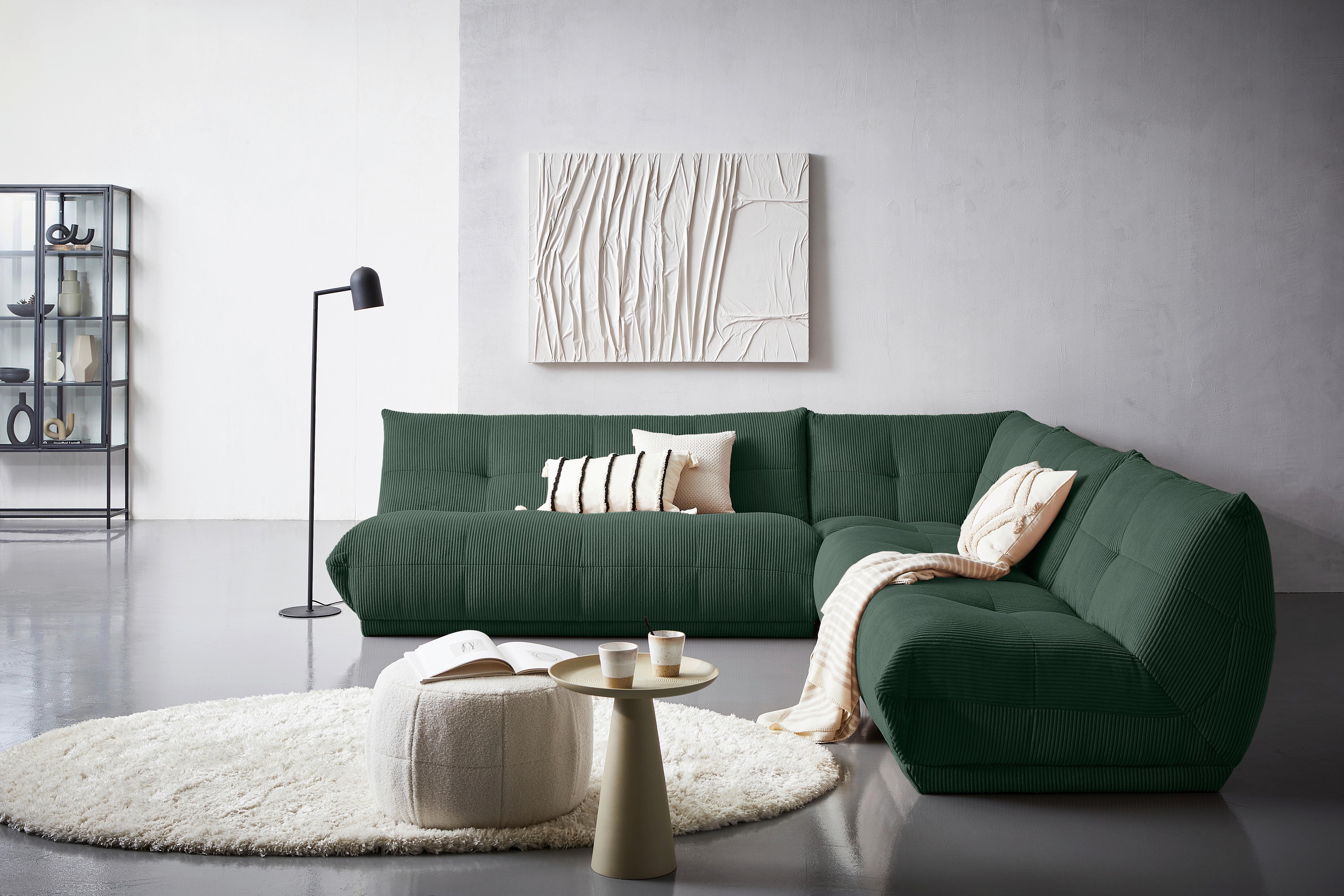 Ecksofa Giselle Dunkelgrün - Dunkelgrün, Trend, Textil (285/315cm) - Livetastic