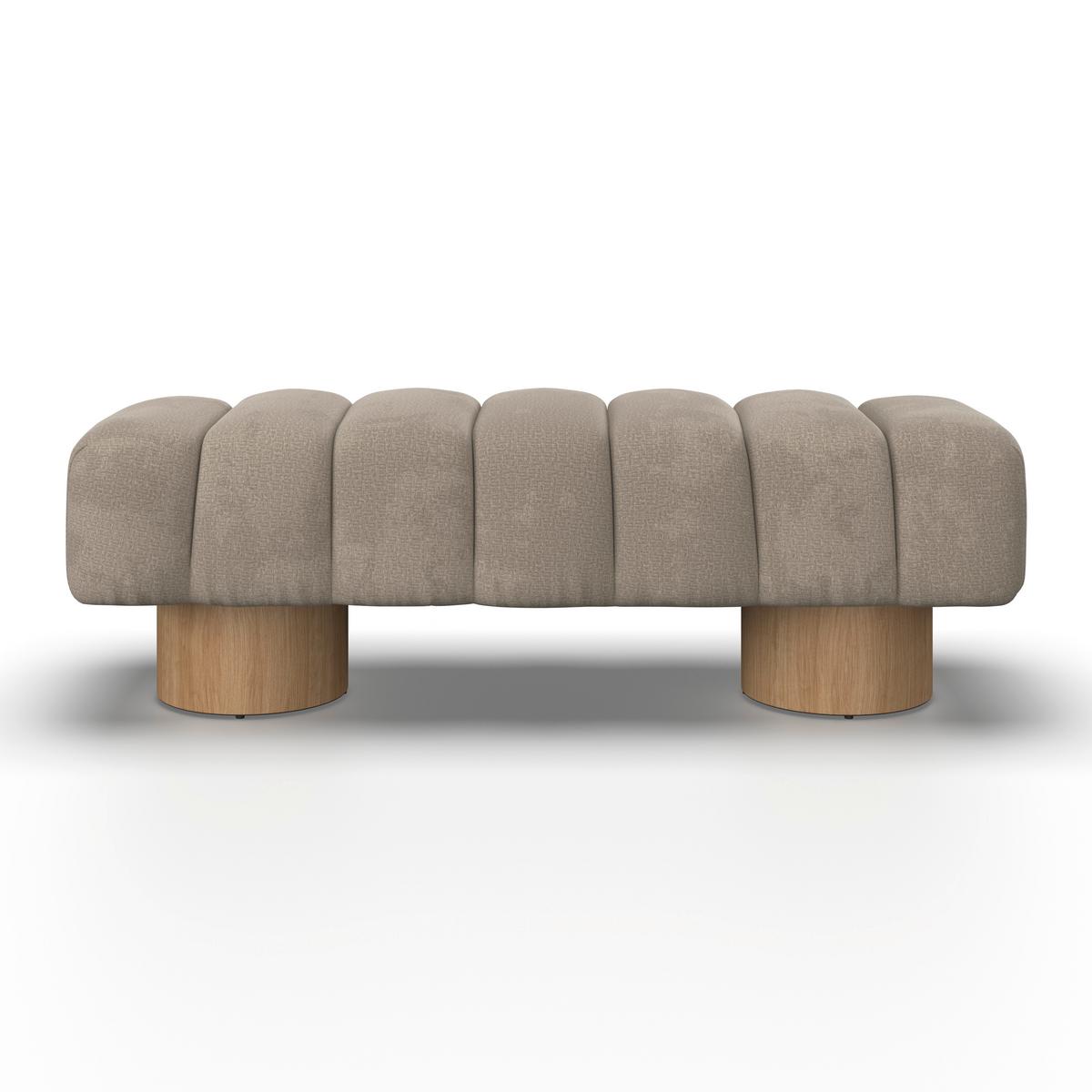 Sedací lavice ALINA, sv.hnědá žinylka, max. 240 kg - přírodní barvy/světle hnědá, Moderní, dřevo/kompozitní dřevo (140/45/45cm) - Bessagi Home