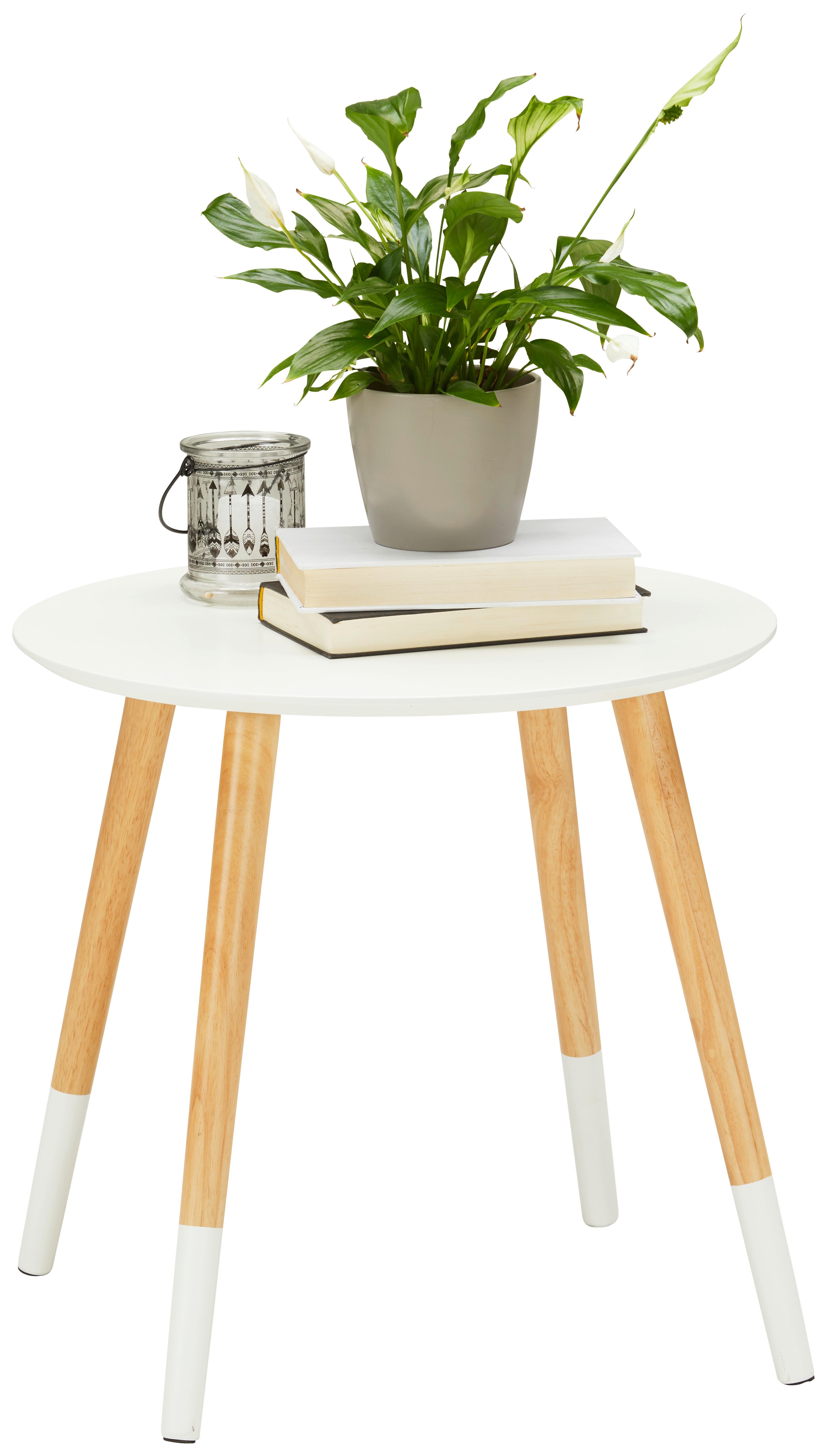 Odkladací Stolík Vicenca - prírodné farby/biela, Moderný, drevo/kompozitné drevo (48/46/48cm) - Modern Living