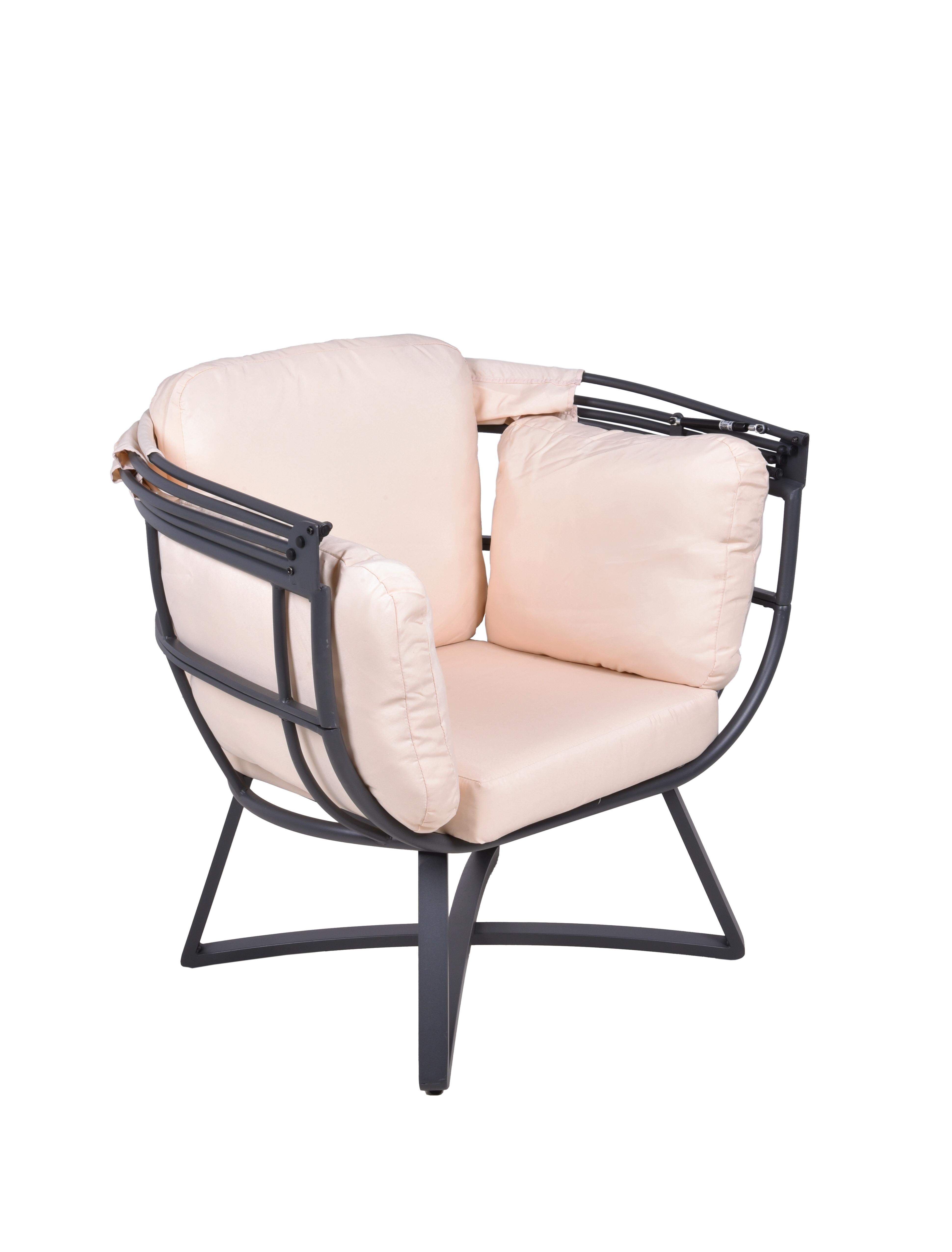 Loungesessel Delos - Anthrazit/Beige, Basics, Kunststoff/Textil (91/152/77cm) - Gardenson