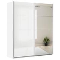 Schwebetürenschrank + Spiegel B: 181cm Feldkirch Weiß - Weiß Hochglanz/Silberfarben, MODERN, Holzwerkstoff (181/210/62cm)