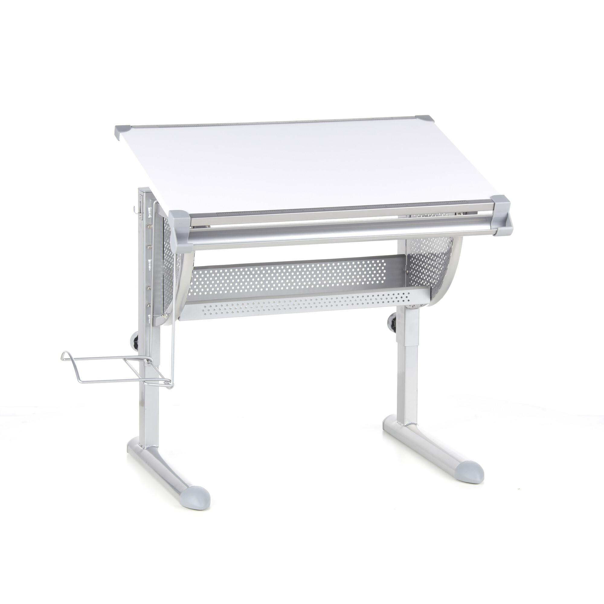 Jugendschreibtisch Belia Weiß - Silberfarben/Weiß, Basics, Holzwerkstoff/Kunststoff (50/80/56-80cm) - MID.YOU