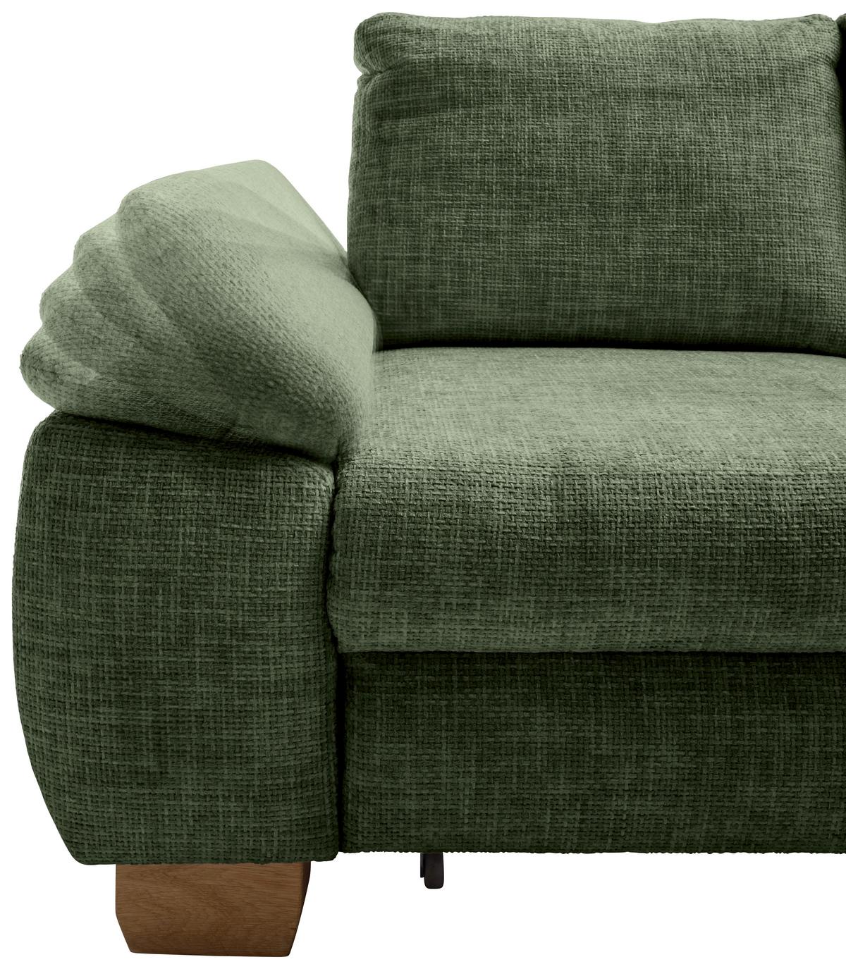 Eckschlafsofa Positano Dunkelgrün S: 265x206 Cm - Wildeiche/Dunkelgrün, MODERN, Textil (265/206cm) - Livetastic