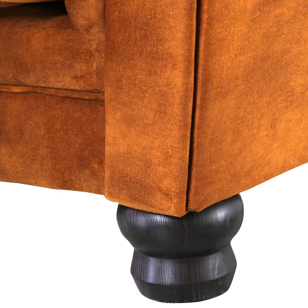Chesterfield-Sofa Slopes Cognac 3-Sitzer - Cognac/Schwarz, KONVENTIONELL, Textil (203/79/93cm) - Livetastic