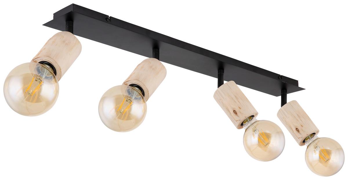 Strahler 54032-4 4-Flammig verstellbar L: 80 cm - Schwarz/Naturfarben, Basics, Holz/Metall (80/10/18cm) - Globo