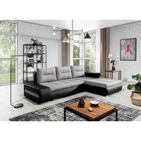 Ecksofa Ottavio Schwarz/Hellgrau S: 275x180 cm - Chromfarben/Hellgrau, Design, Textil (275/180cm) - MID.YOU