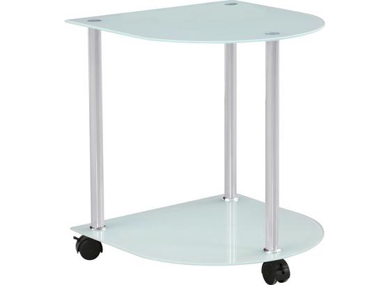 Kisasztal Klaus - fehér/nemesacél színű, modern, üveg/fém (40/45/40cm) Kisasztal Klaus - fehér/nemesacél színű, modern, üveg/fém (40/45/40cm)