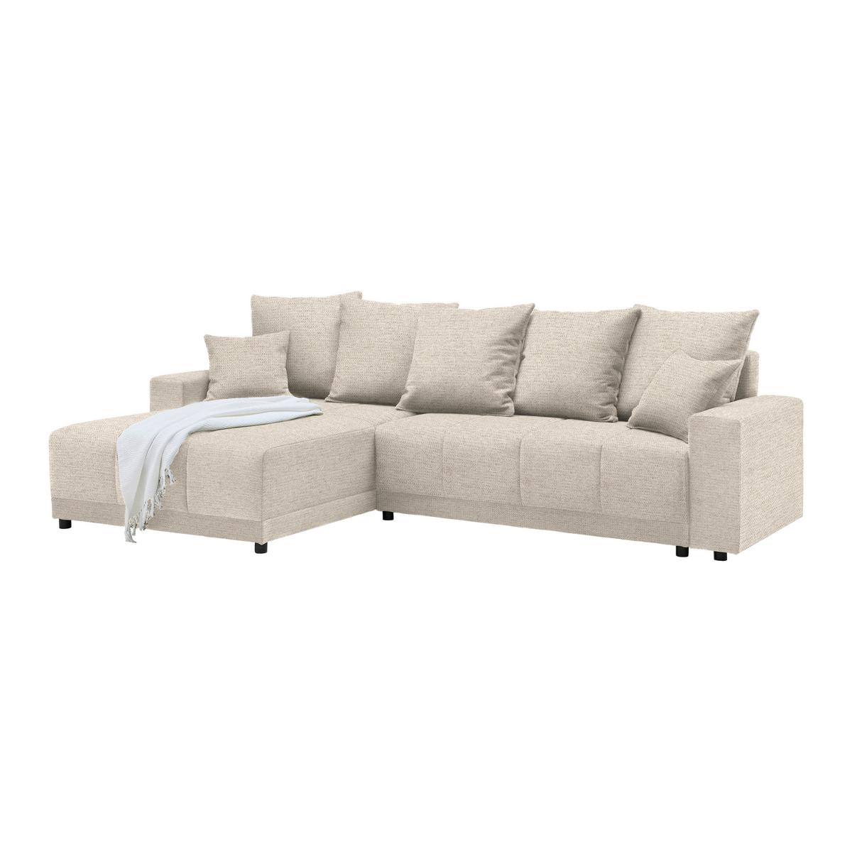 Rohová sedačka ALATRI, oboustranná,béžová,s polštáři - černá/zelená, Moderní, textil/plast (289/90/176cm) - Based
