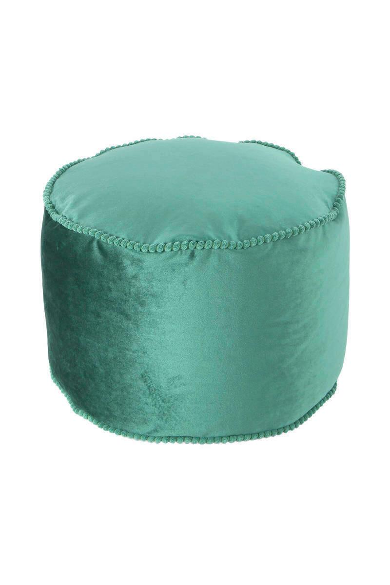 Pouf Taj Mahal DxH: 47x32 cm Samt Grün mit Reißverschluss - Grün, Basics, Textil (47/32/47cm) - Kayoom
