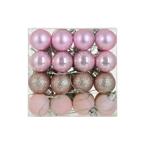 Baňka na vánoční stromeček 32 ks - růžová, Konvenční, plast (3cm) - Mömax