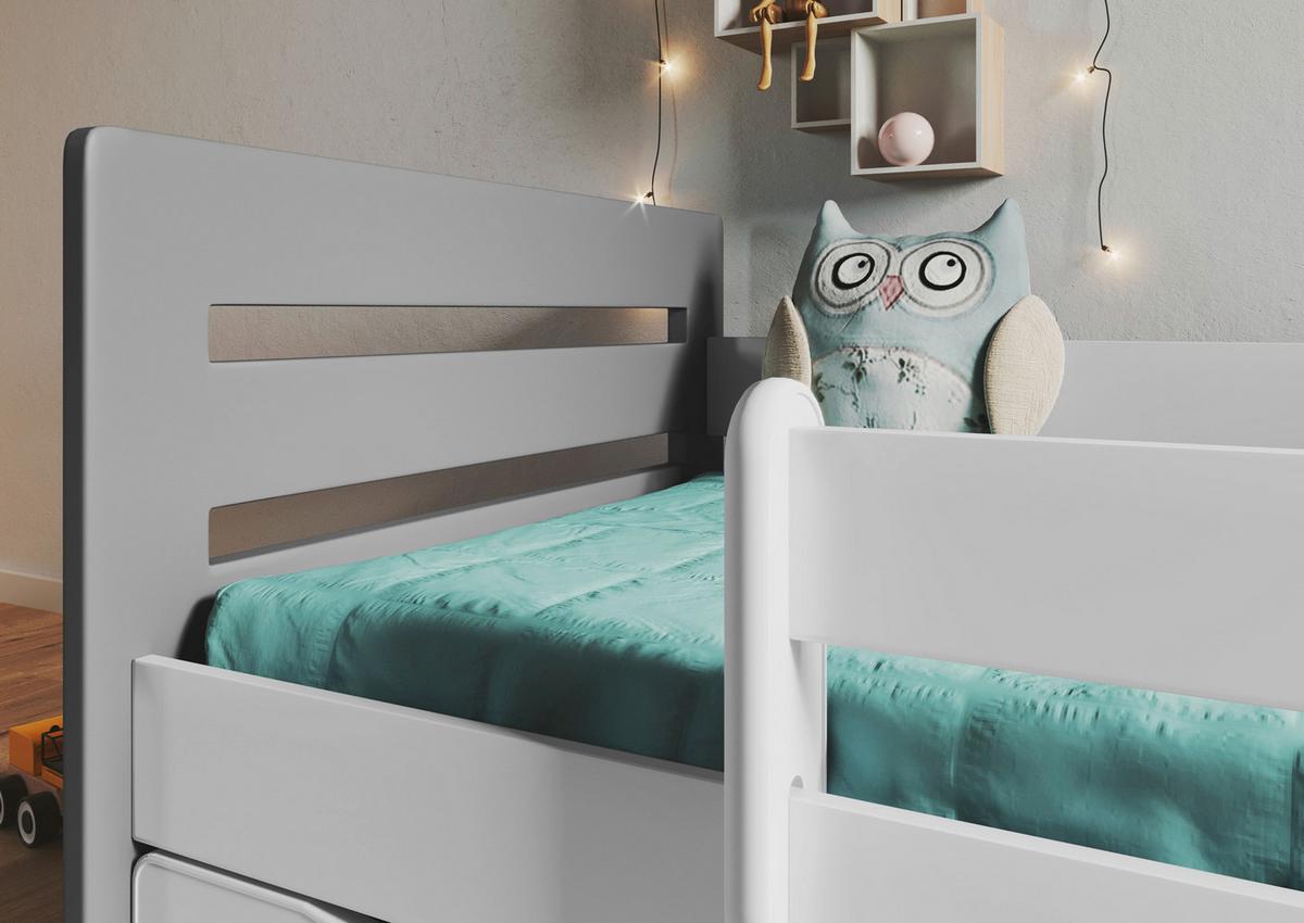 Kinder-/Juniorbett Tomi Grau/Weiß B: 80cm - Birkefarben/Weiß, MODERN, Holz/Holzwerkstoff (80/160cm) - MID.YOU