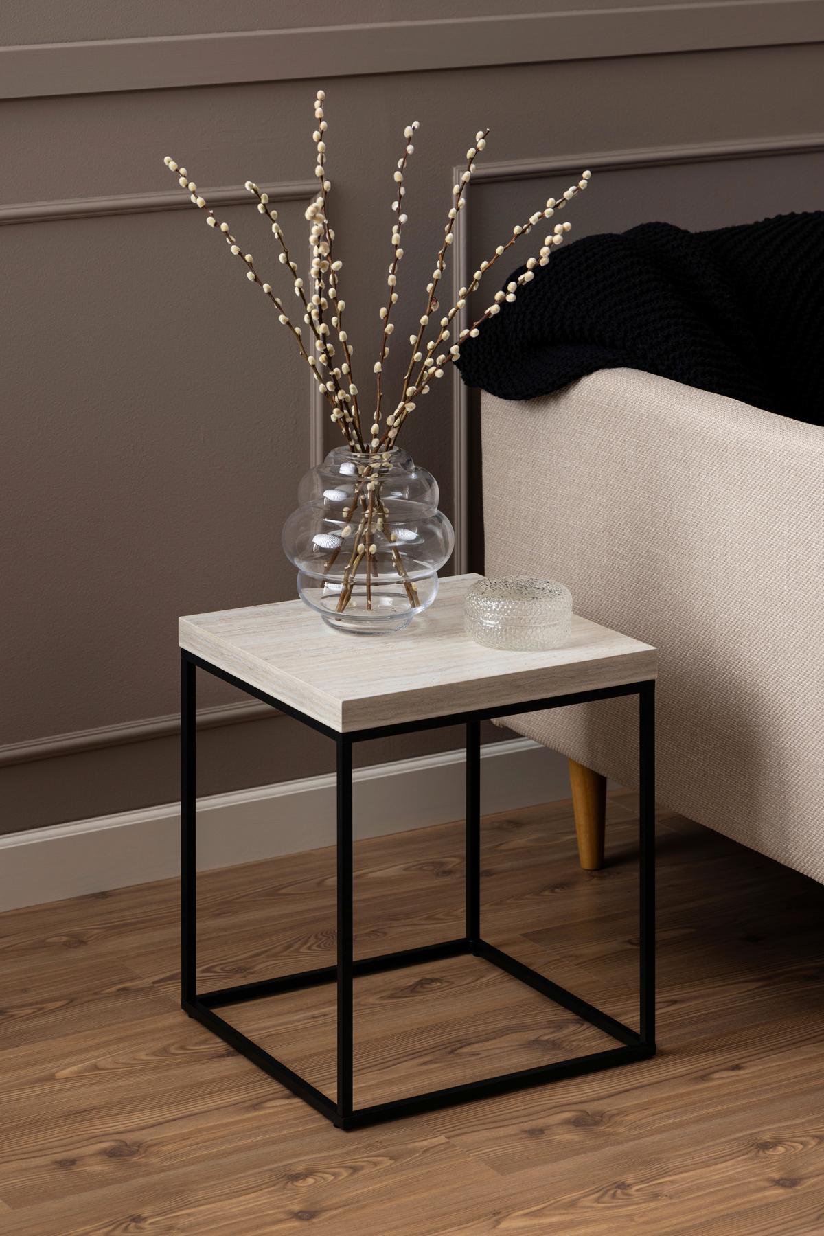 Beistelltisch Barossa 0000102431 - Beige/Schwarz, Design, Holzwerkstoff/Metall (40/40/45cm) - Livetastic