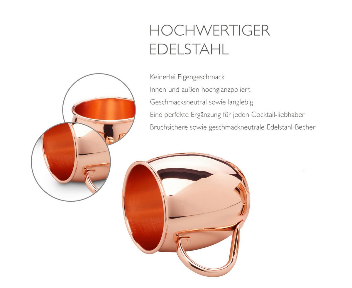 Moscow-mule-becherset 5 Stück Kupferfarben, 500 Ml - Kupferfarben, Basics, Metall (10/10/13,5cm) - Echtwerk