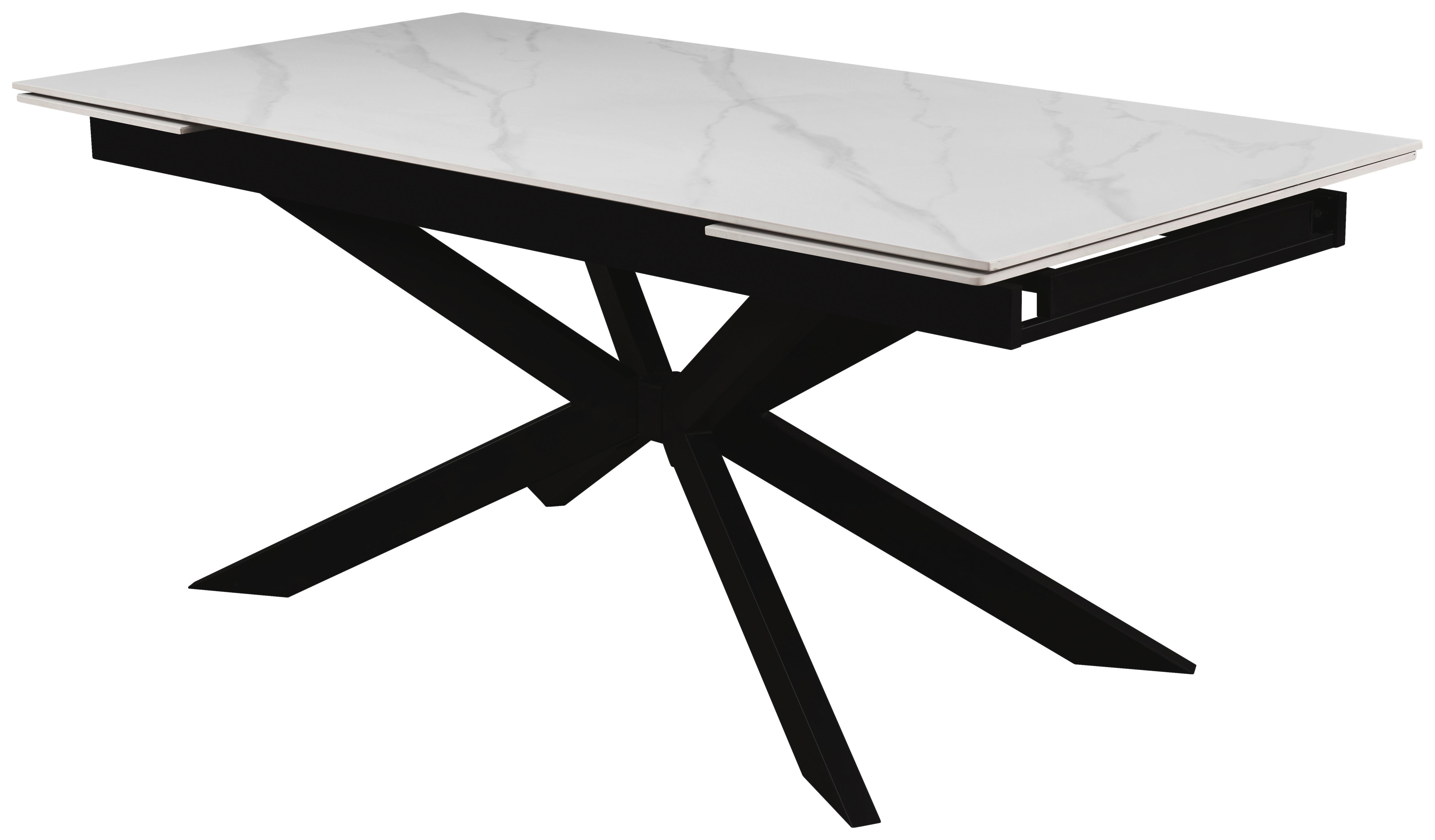 Výsuvný stůl LEON 180-260x90 - bílá/černá, Moderní, kov/keramika (180-260/76/90cm) - Premium Living