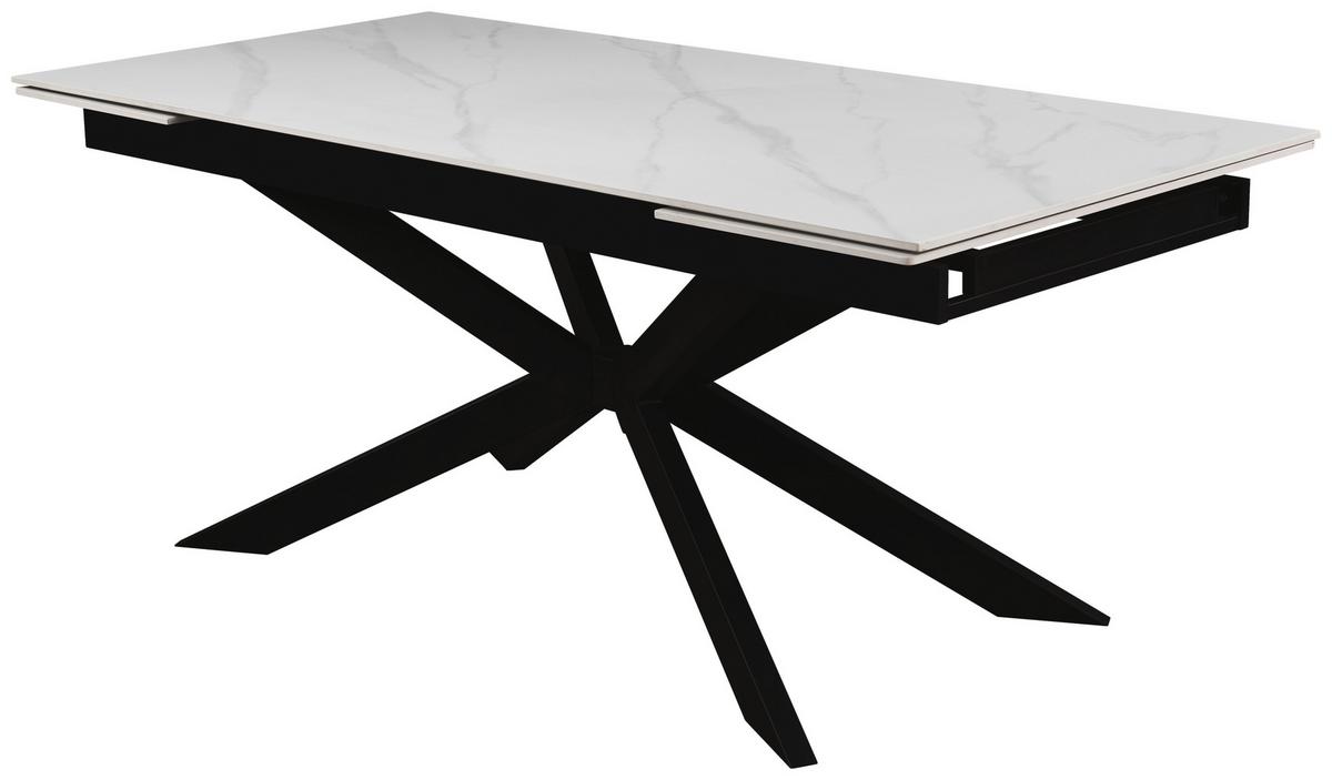 Rozťahovací stôl LEON 180-260x90 - čierna/biela, Modern, kov/keramika (180-260/90/76cm) - Premium Living