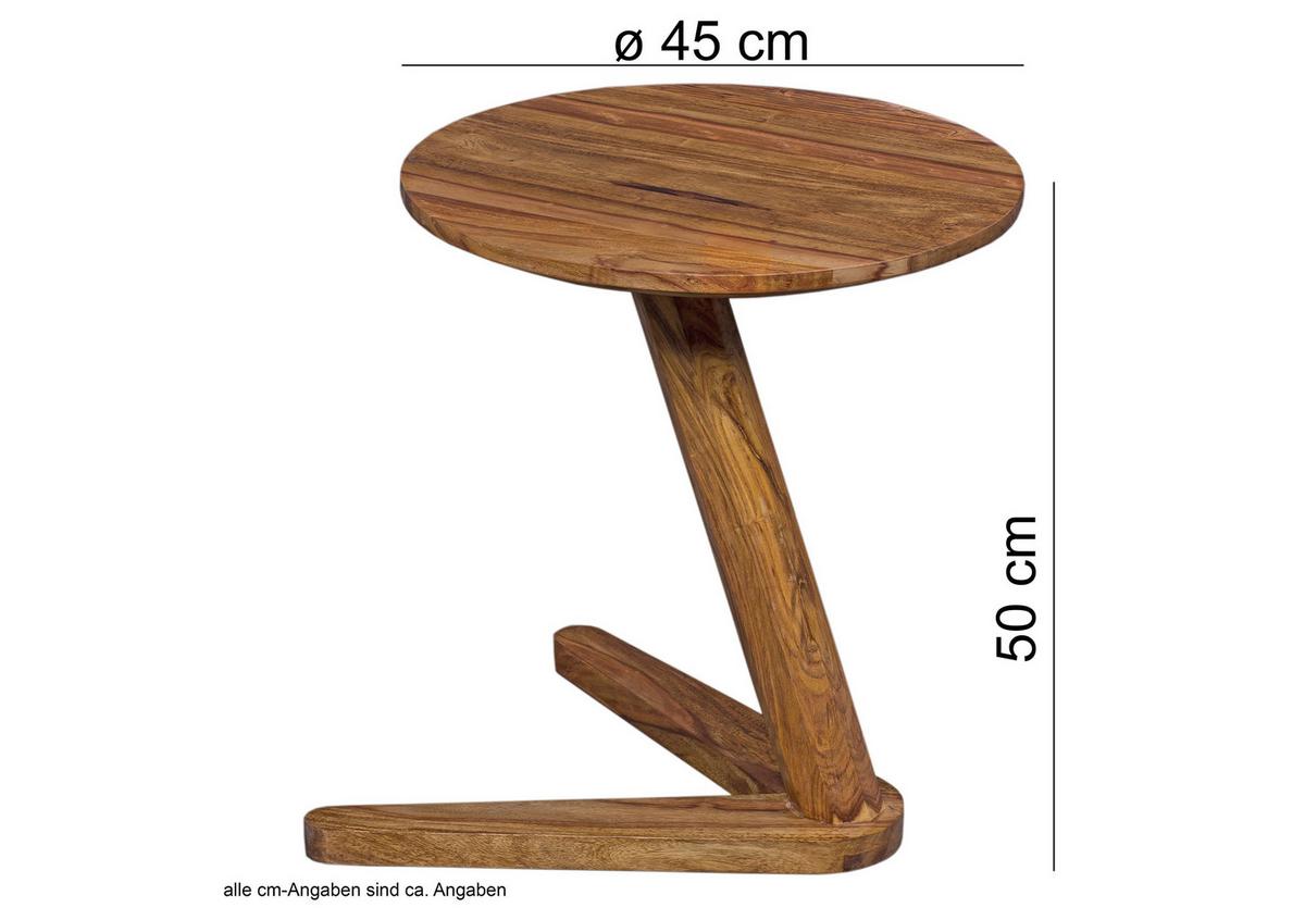 Príručný stolík BOHA z masívneho dreva - farba indického palisandra, Design, drevo (45/45/50cm) - MID.YOU